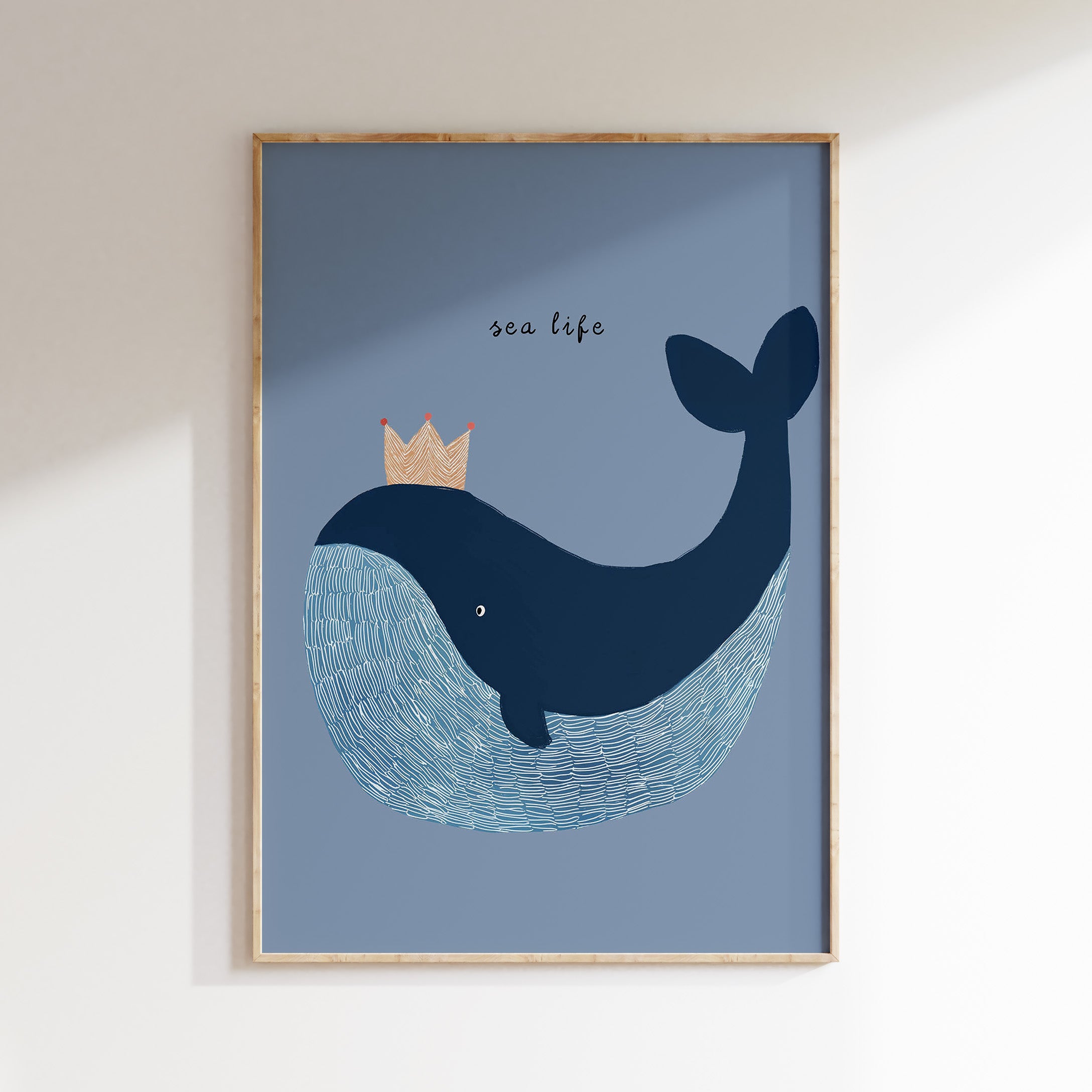 Kinderkamer print - Walvis met kroon