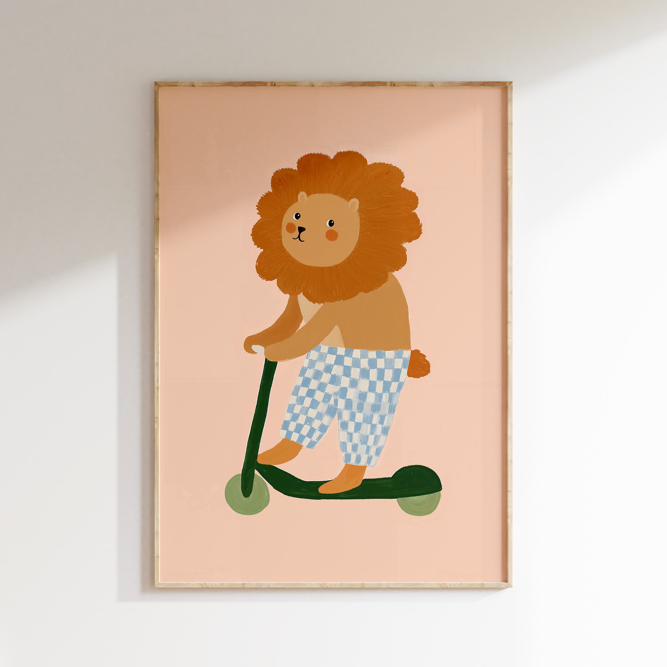 Children's room print - Lion on scooter