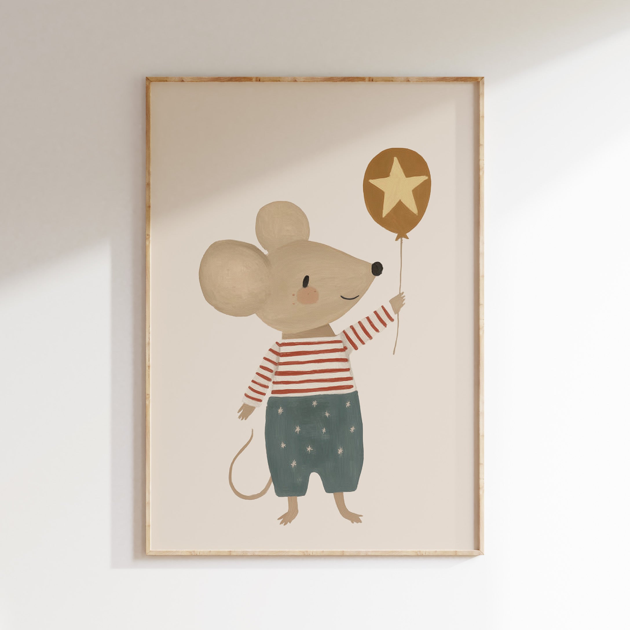 Kinderkamer print - Muis met ballon