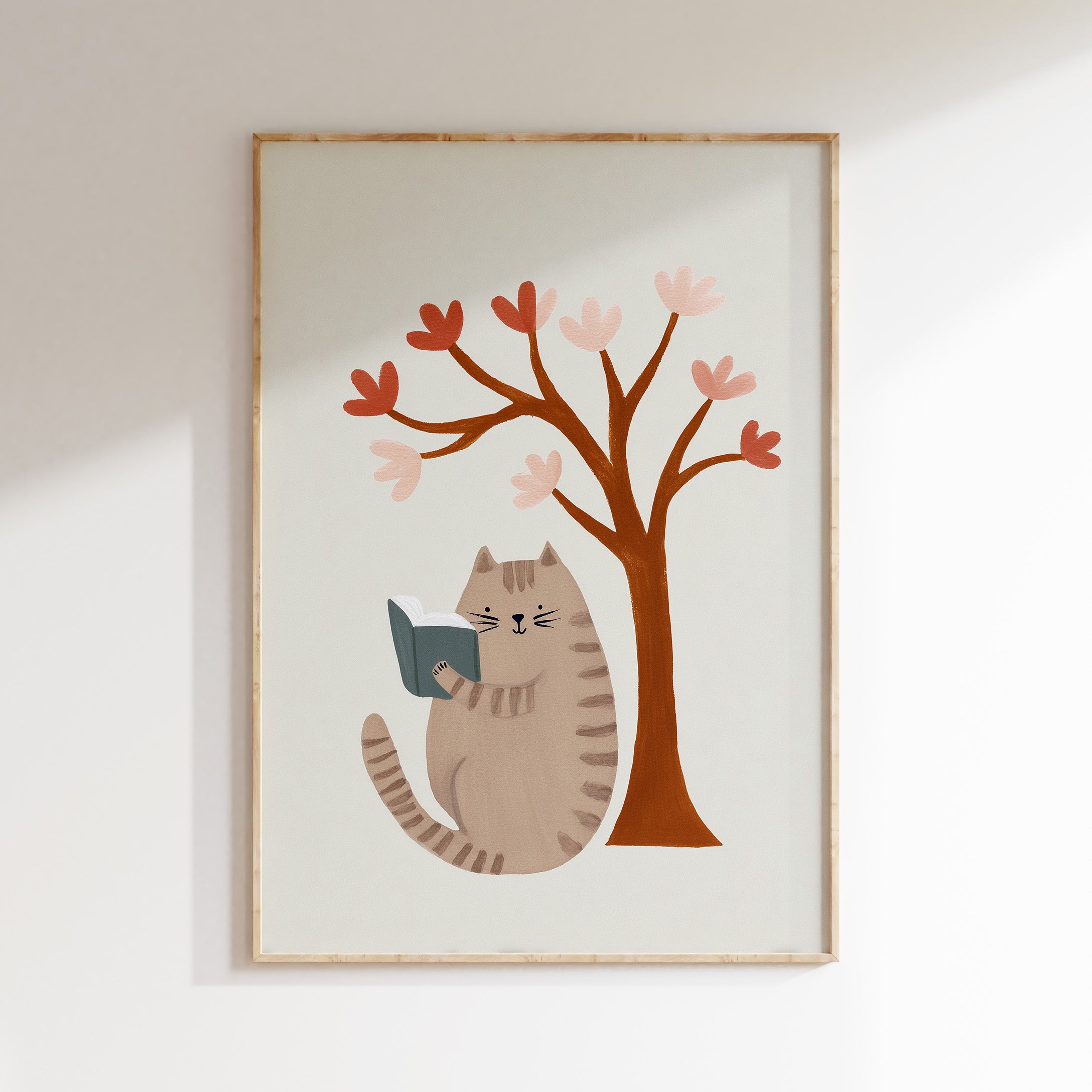 Kinderkamer print - Lezende kat