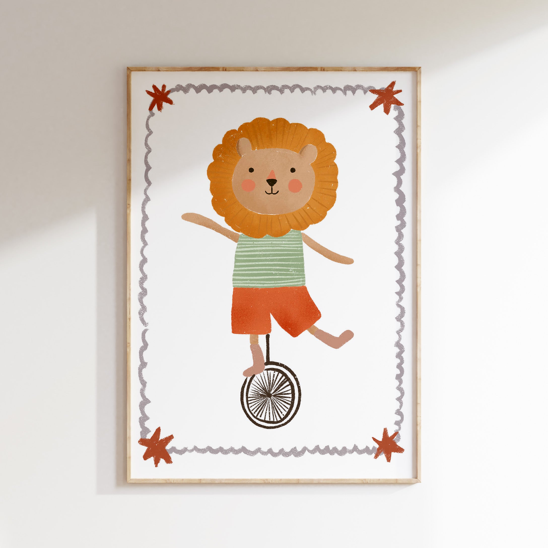 Children's room print – Circus Lion on Unicycle
