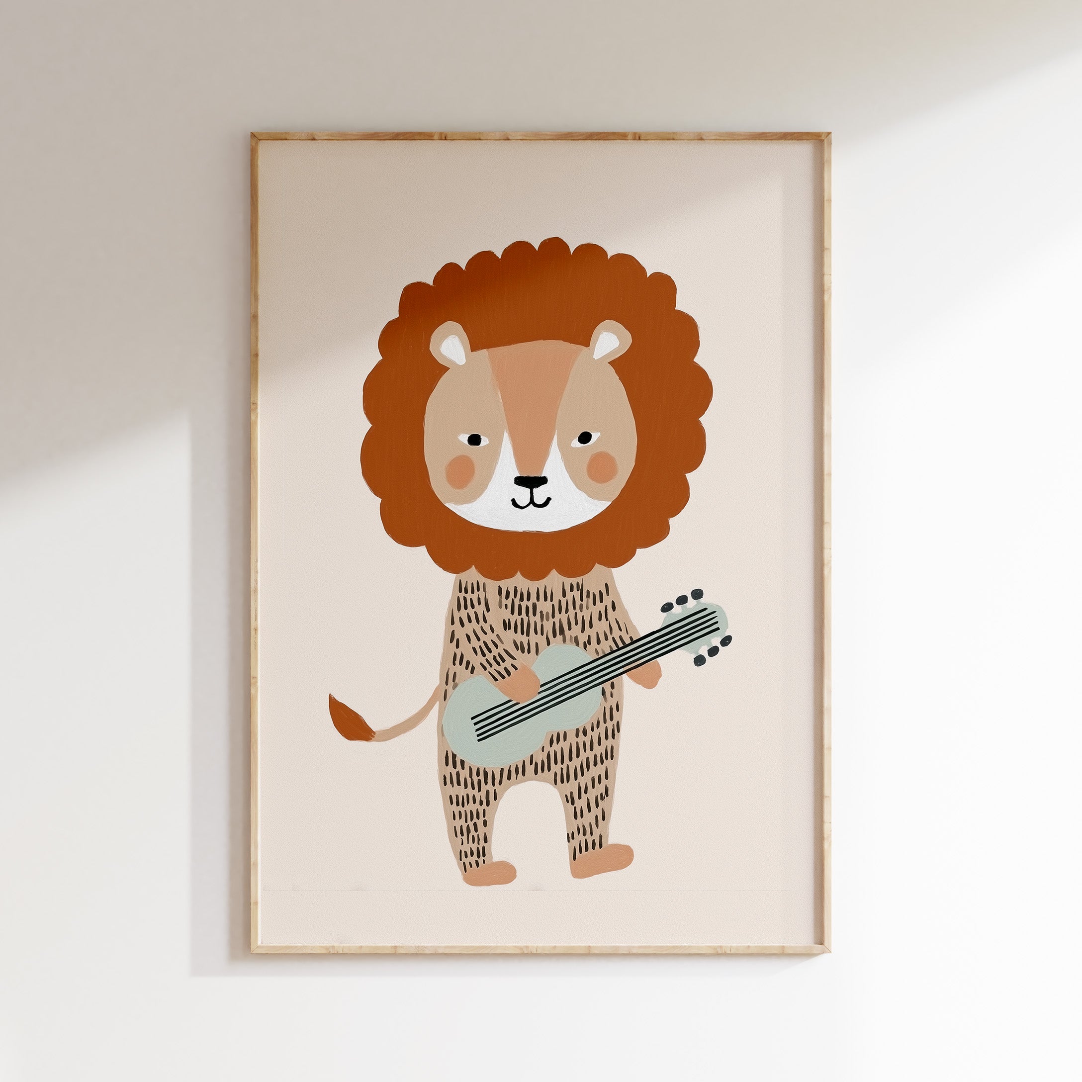Children's room print - Lion with Guitar