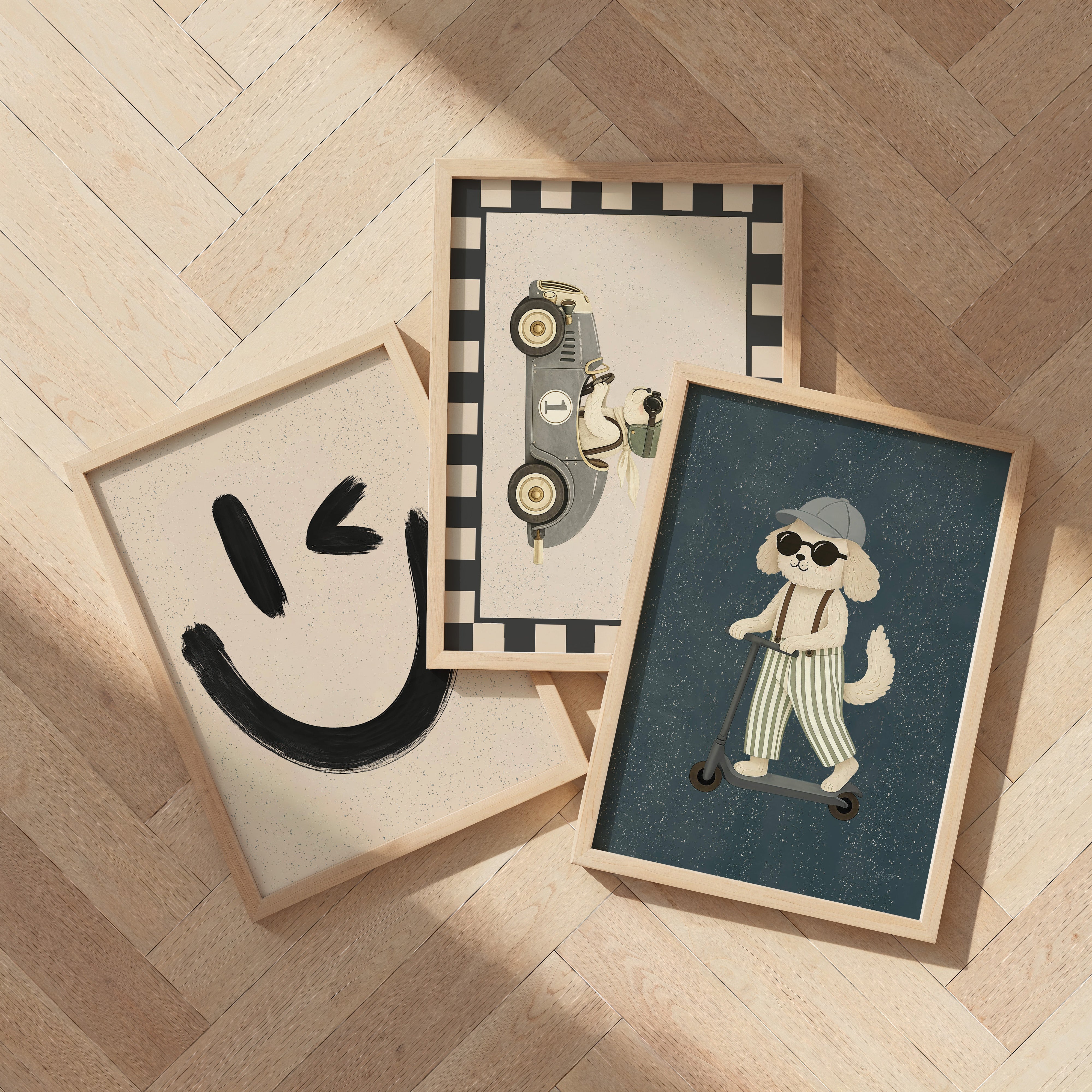 Kinderkamer poster - Hond op step