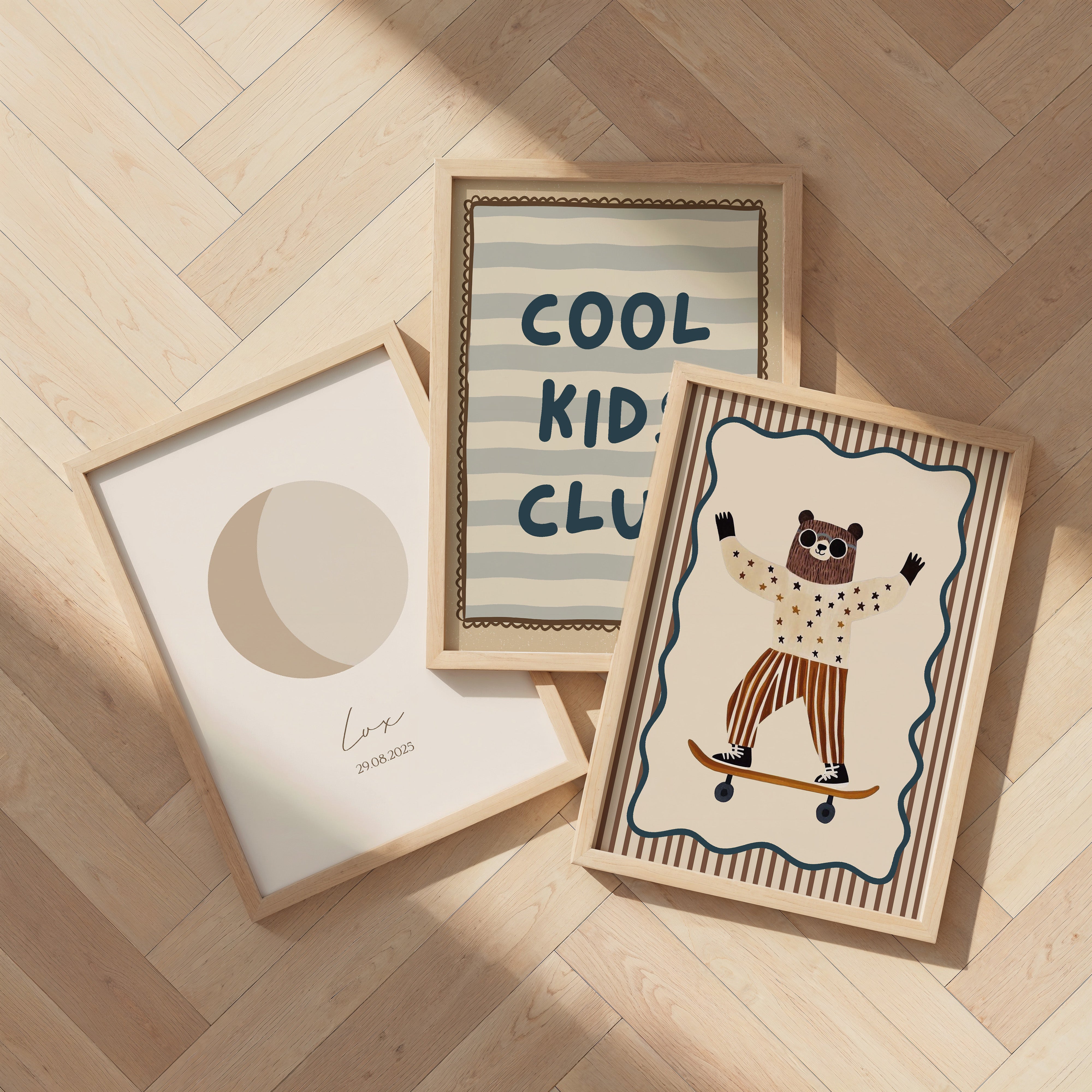 Birth poster Soft Frame - stripes