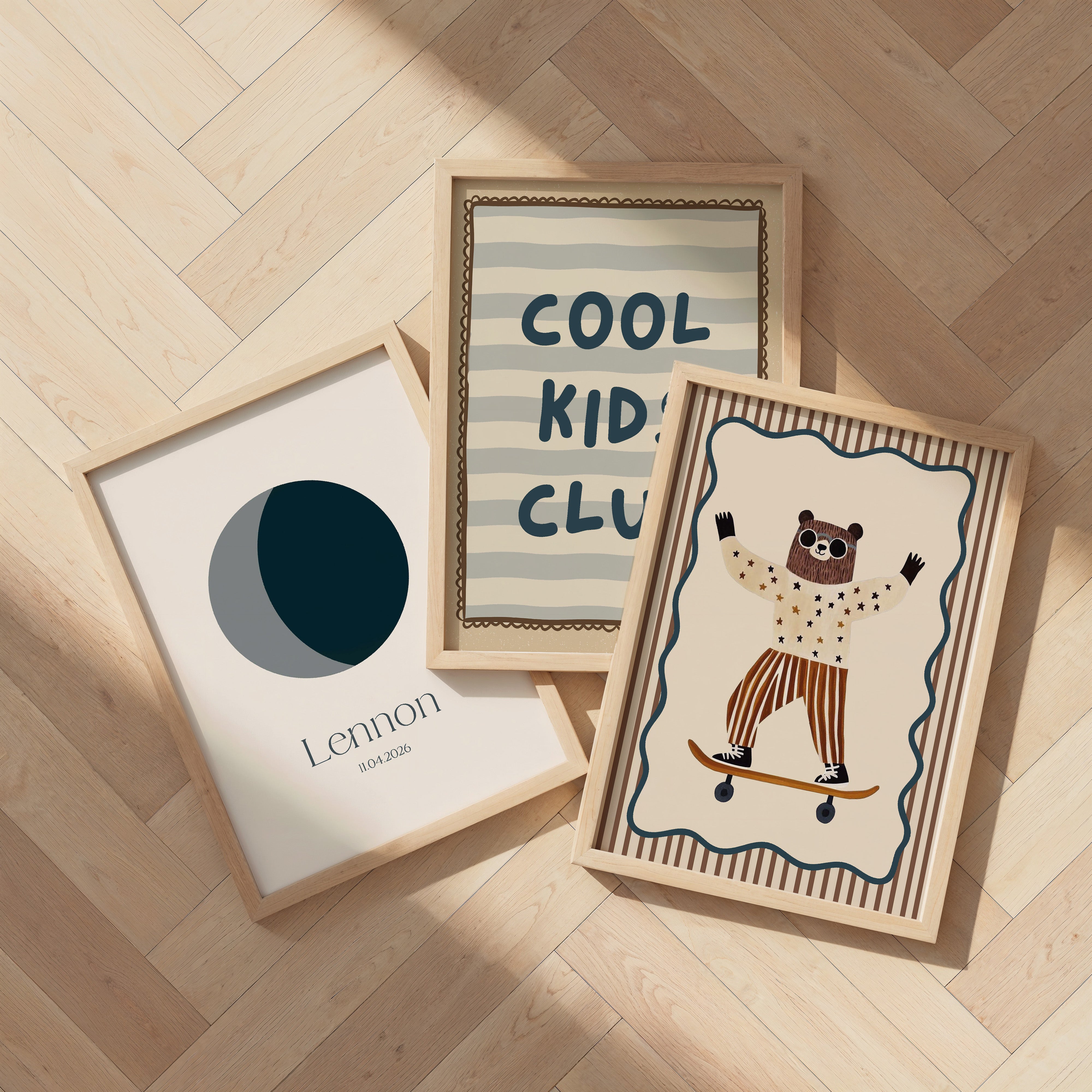 Birth poster Soft Frame - stripes