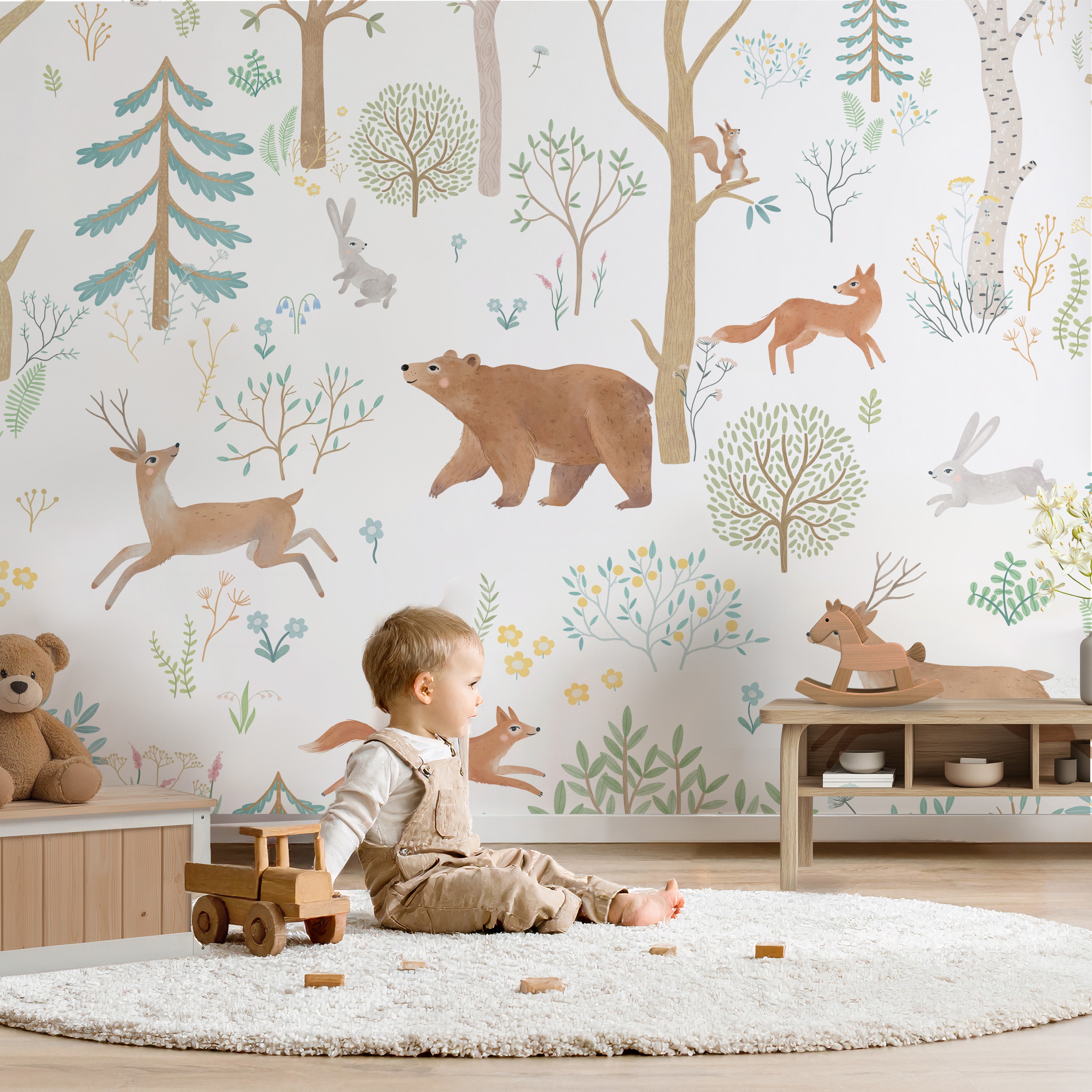 Collage behang Dieren in het bos