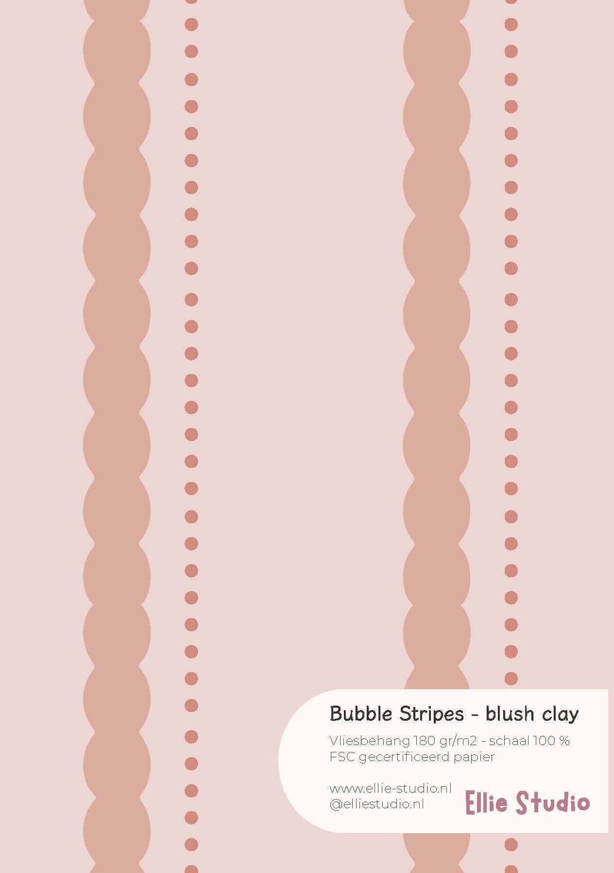 Wallpaper sample Bubble Stripes - blush clay