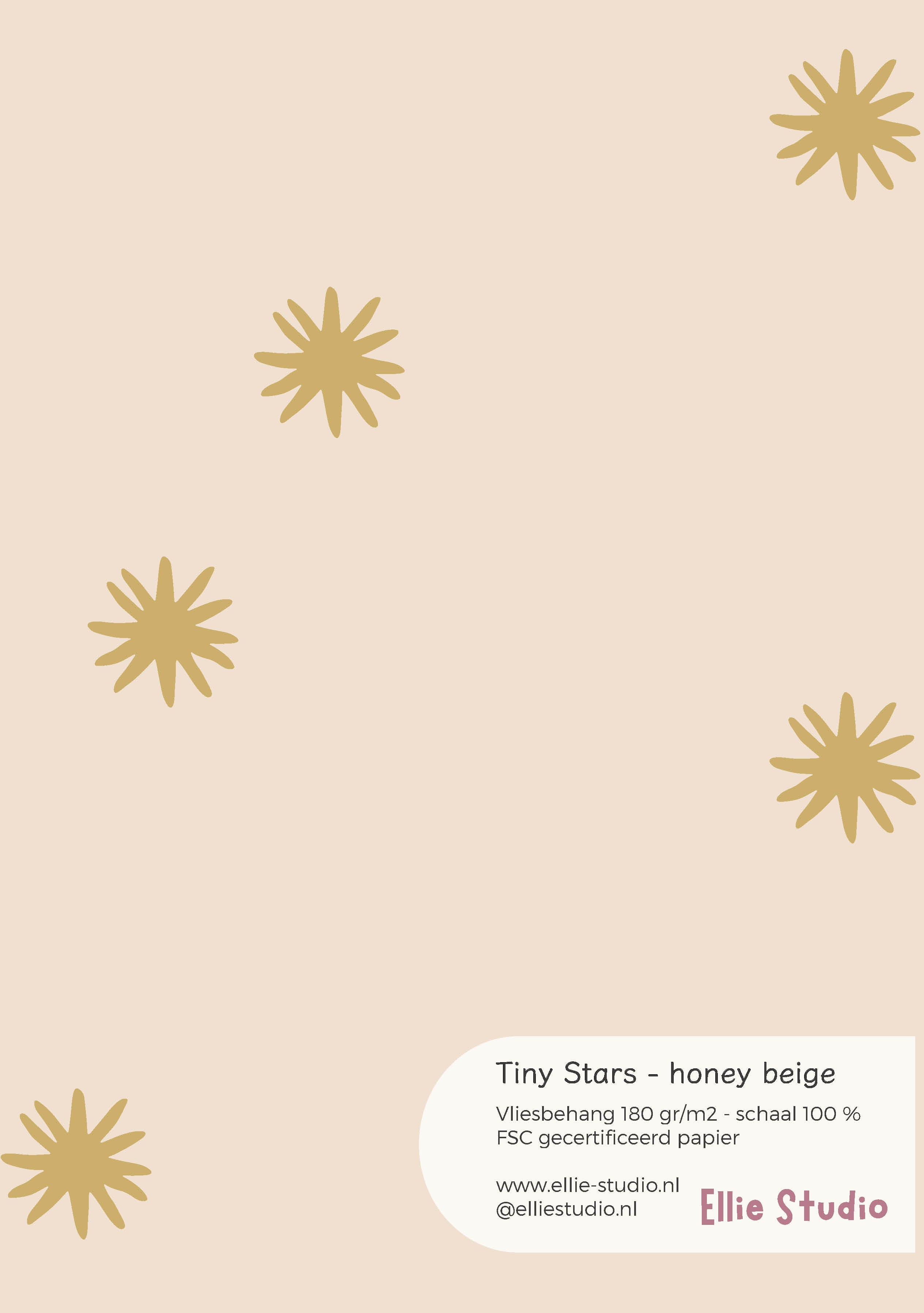 Behangstaal Tiny Stars honey beige met honinggele sterren op een warme lichtbeige achtergrond