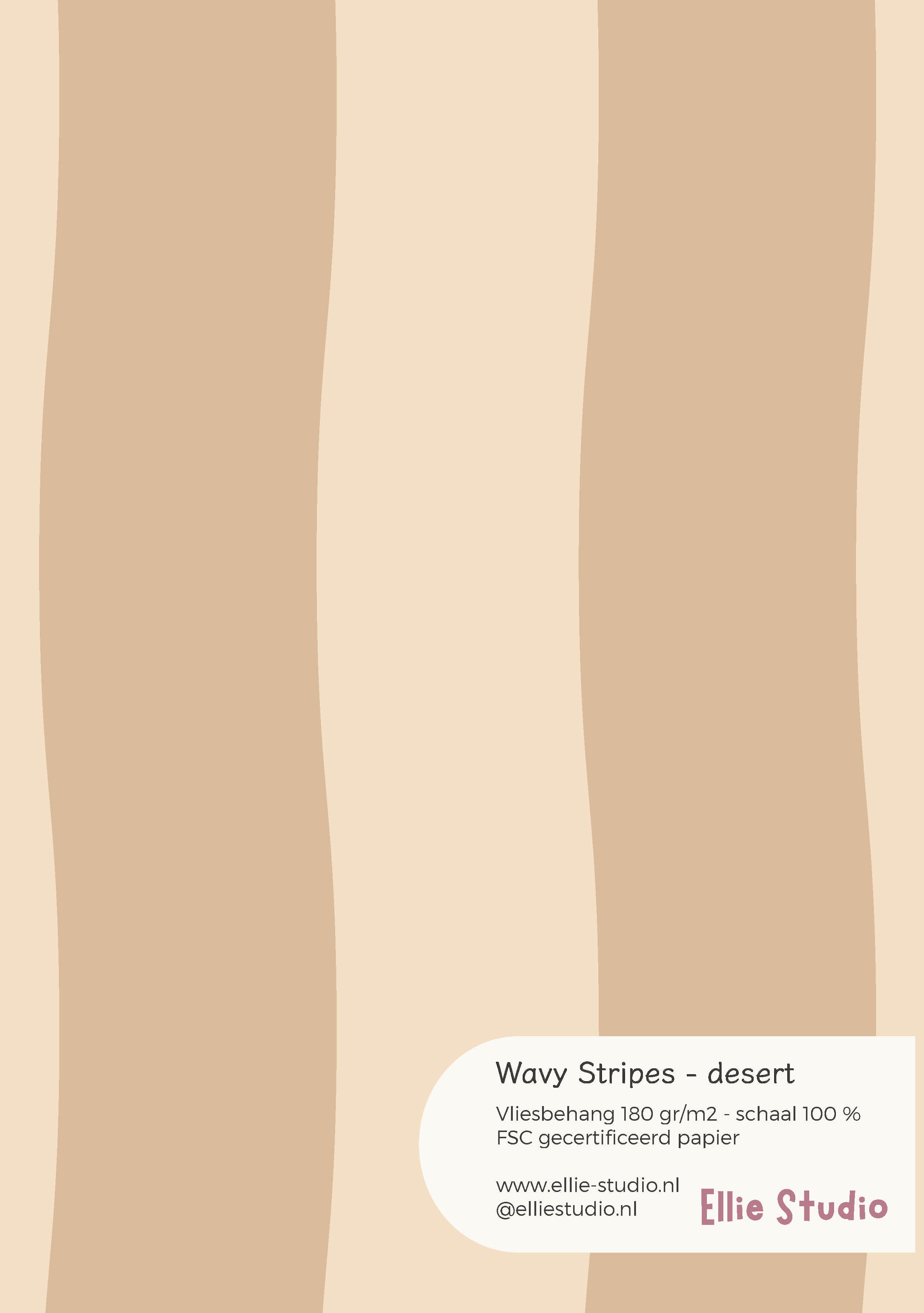 Behangstaal Wavy Stripes desert met golvende crème en zandbeige strepen