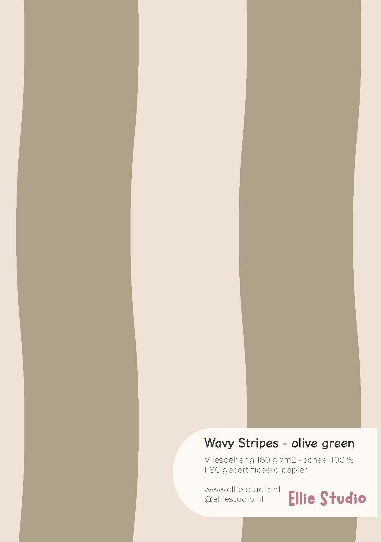 Wallpaper sample Wavy Stripes - olive green