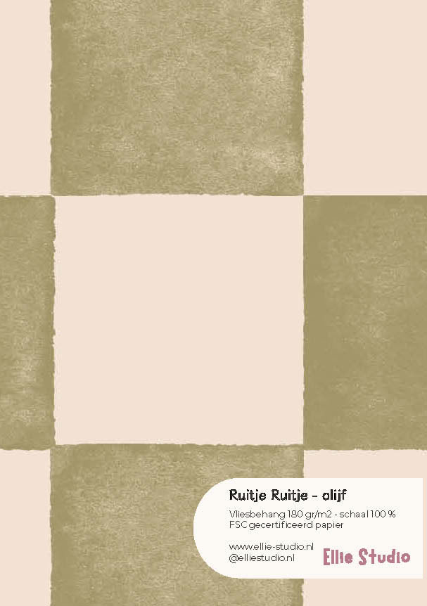 Behangstaal Ruitje Ruitje - olijf