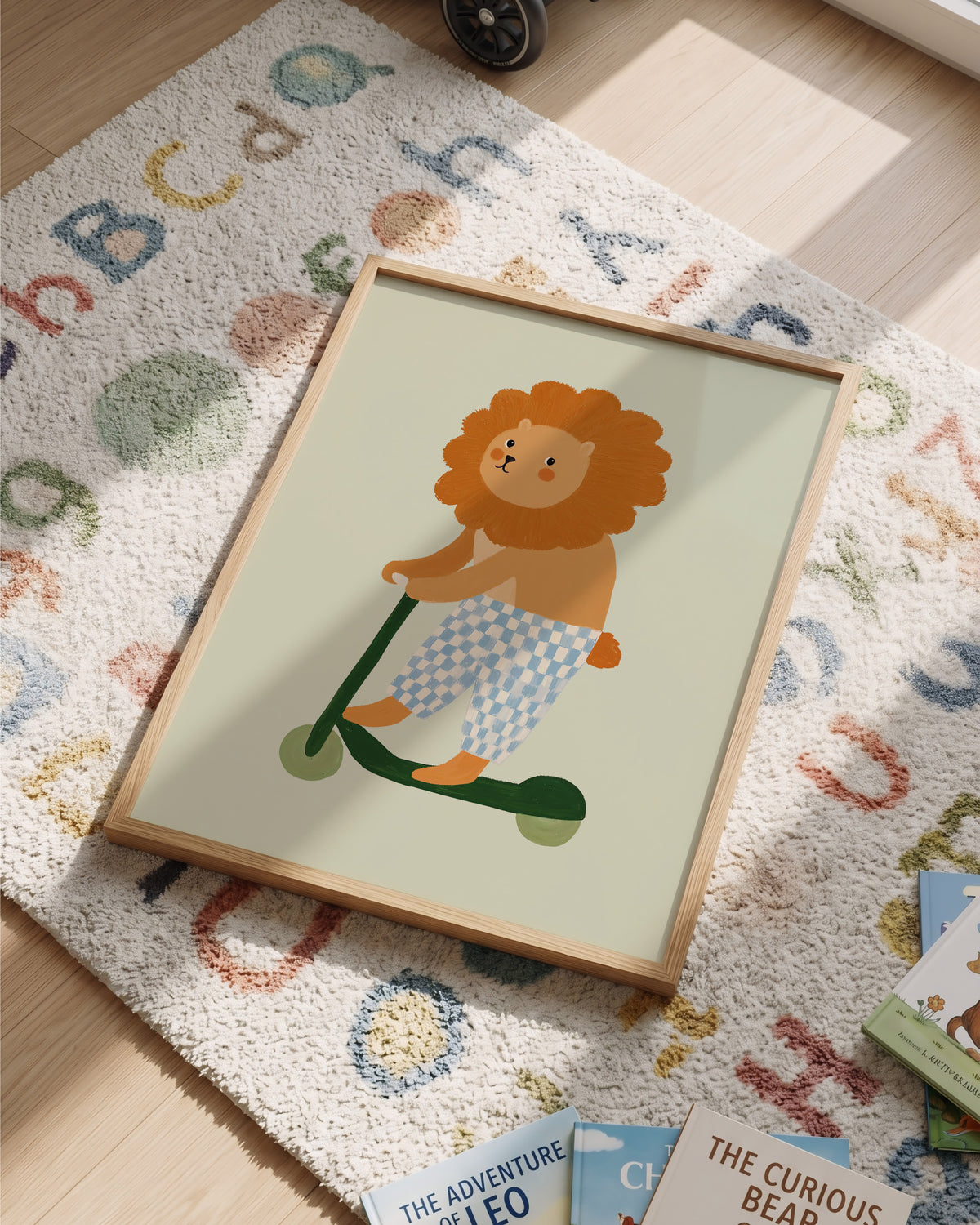 Kinderkamer print - Leeuw op step
