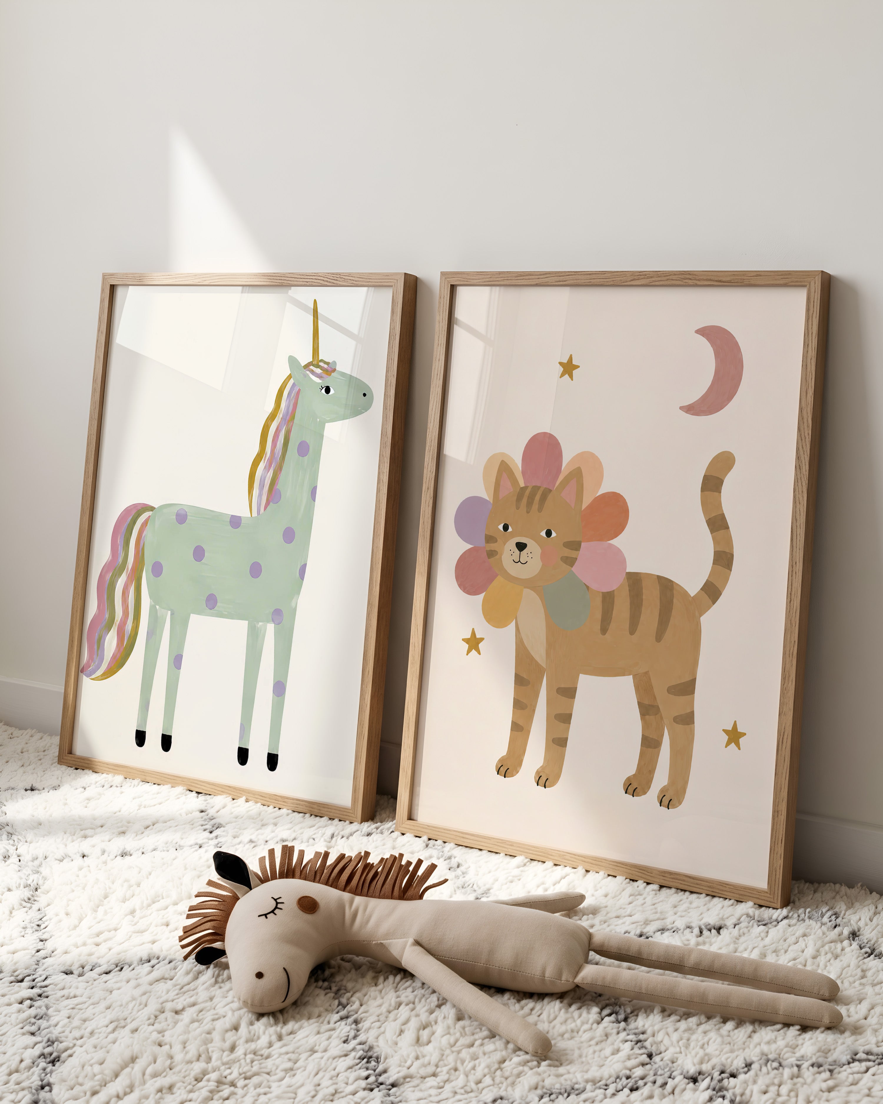 Kinderkamer print - Poes met Bloemenkraag