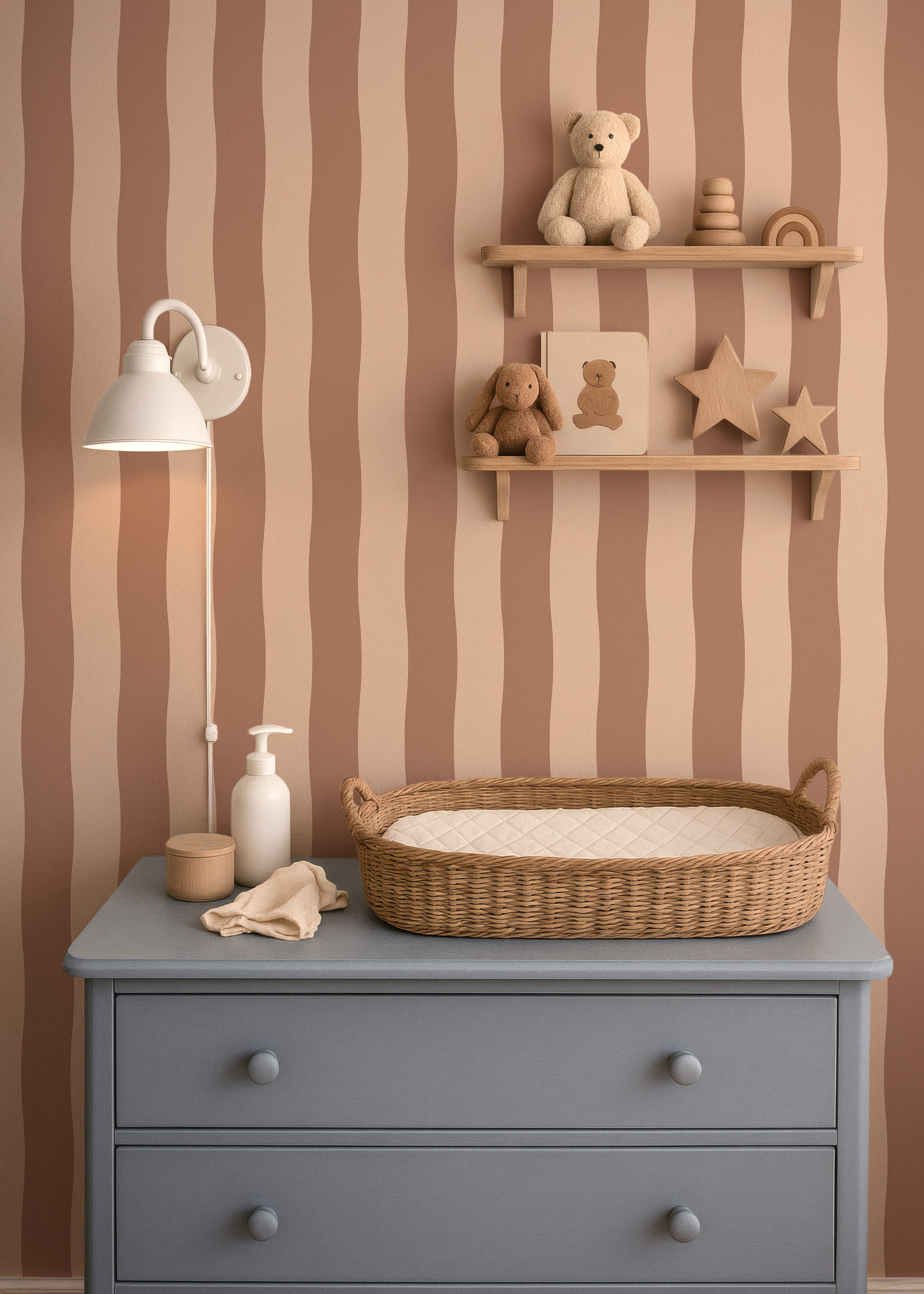 Wallpaper Wavy Stripes - biscuit