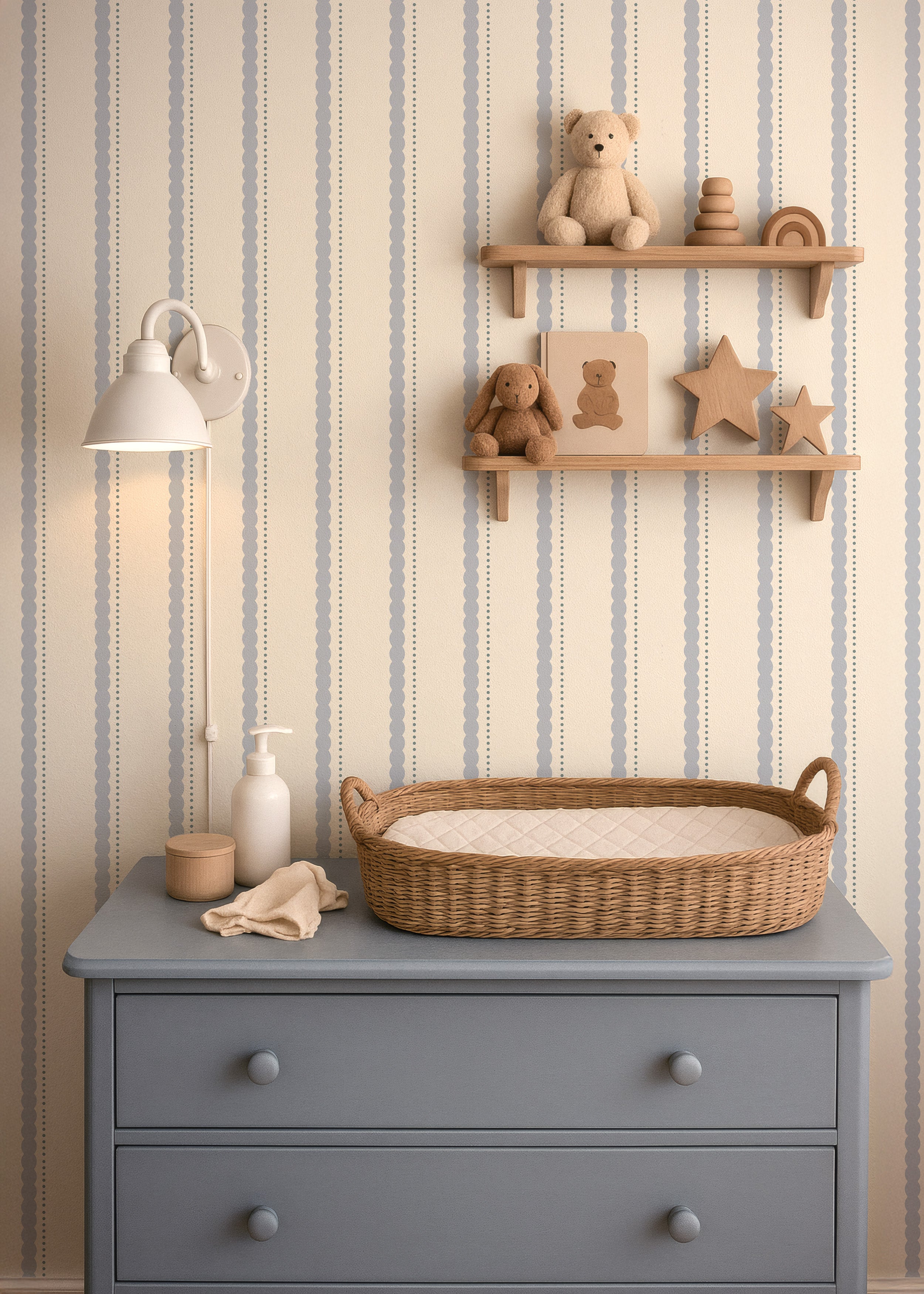 Wallpaper Wavy Stripes - olive green