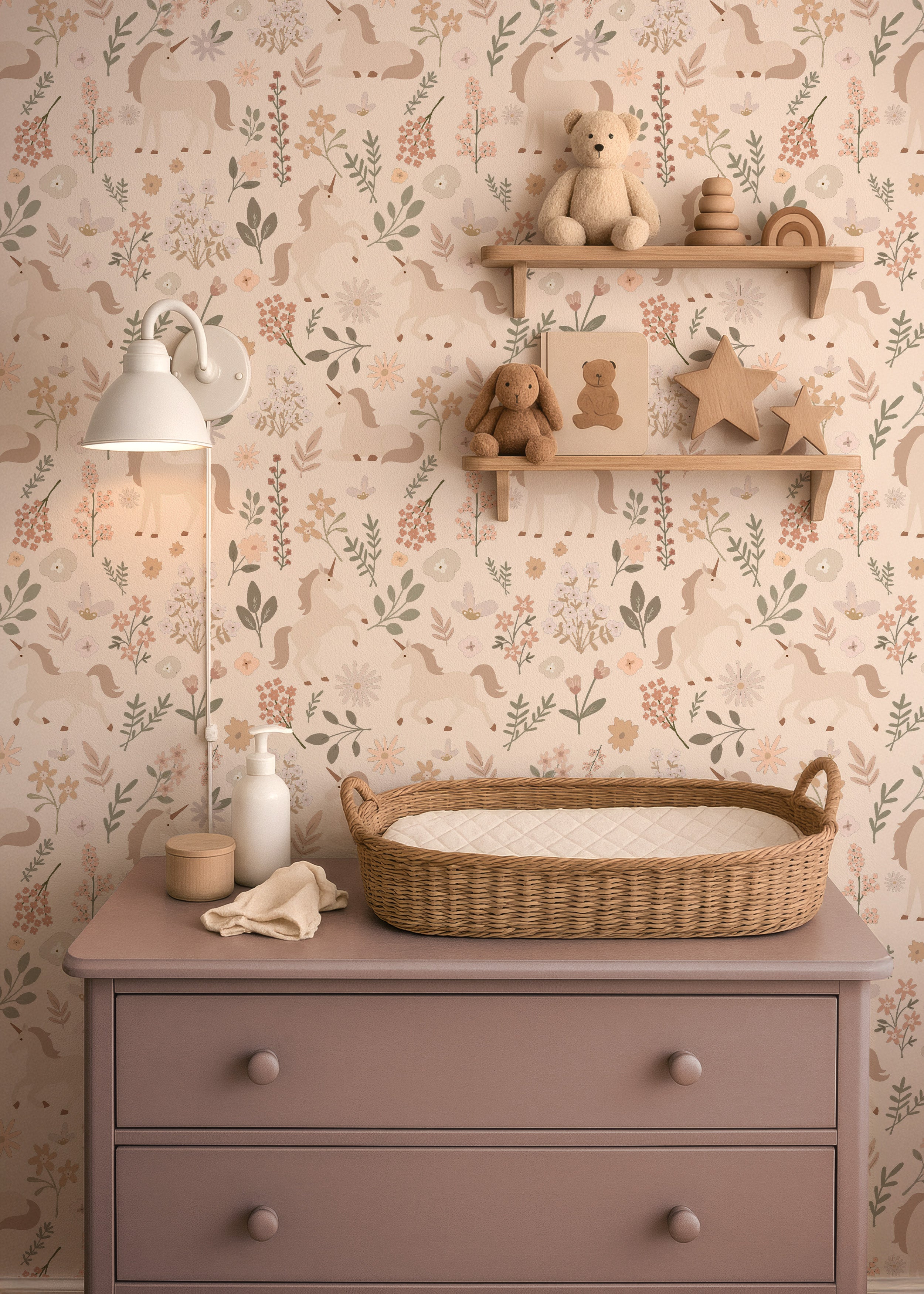 Behang Unicorns - beige