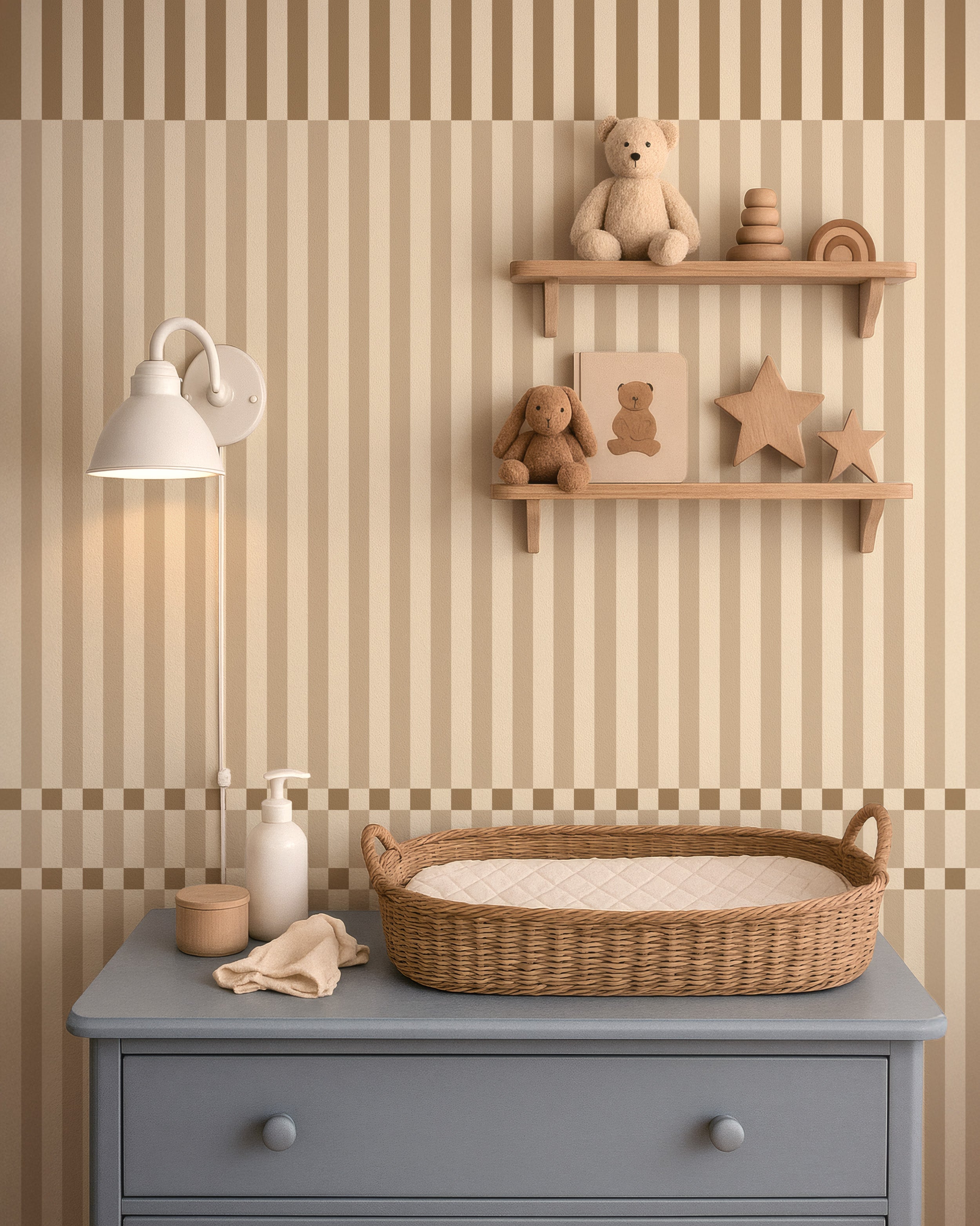 Behang Checkered Stripes - sand