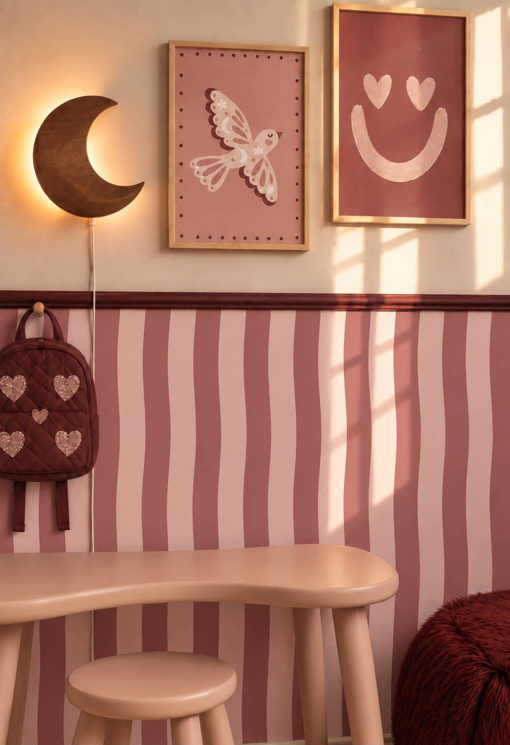 Behang Wavy Stripes - rosewood