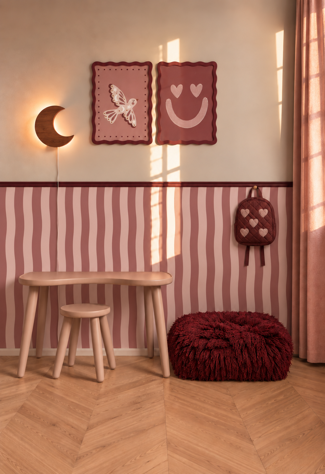 Behang Wavy Stripes - rosewood