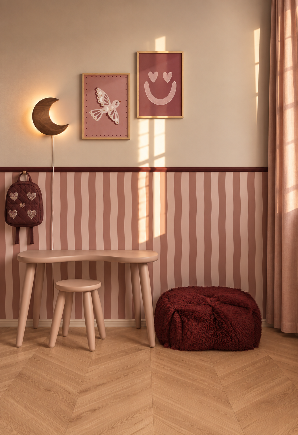 Behang Wavy Stripes - rosewood