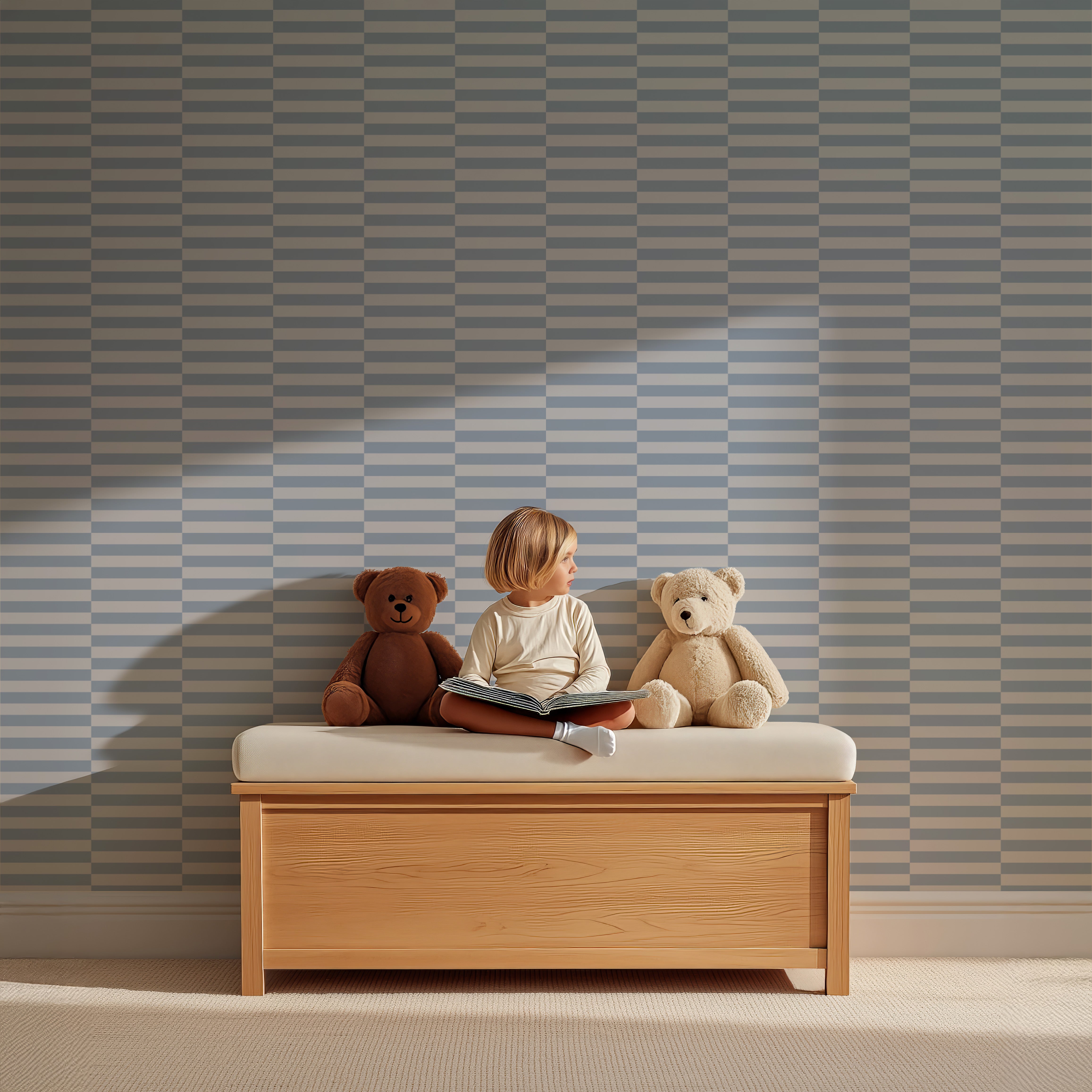 Wallpaper Cheeky Checks - denim sky