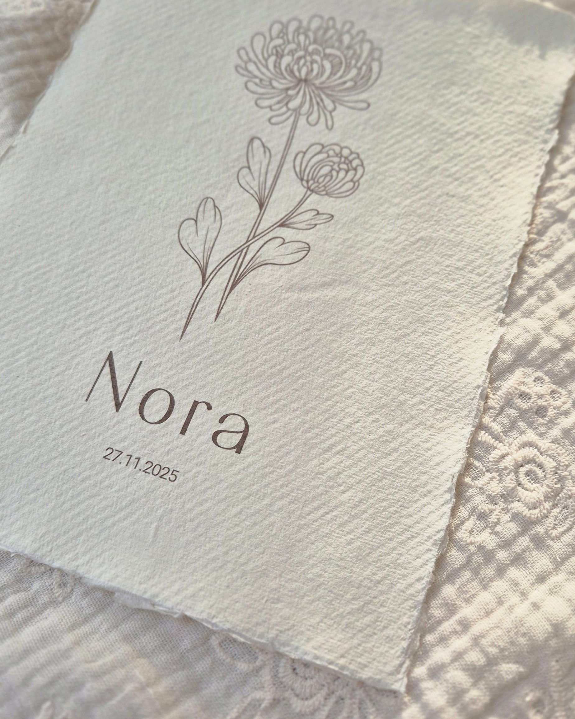 Handgemaakte poster Geboortebloem november