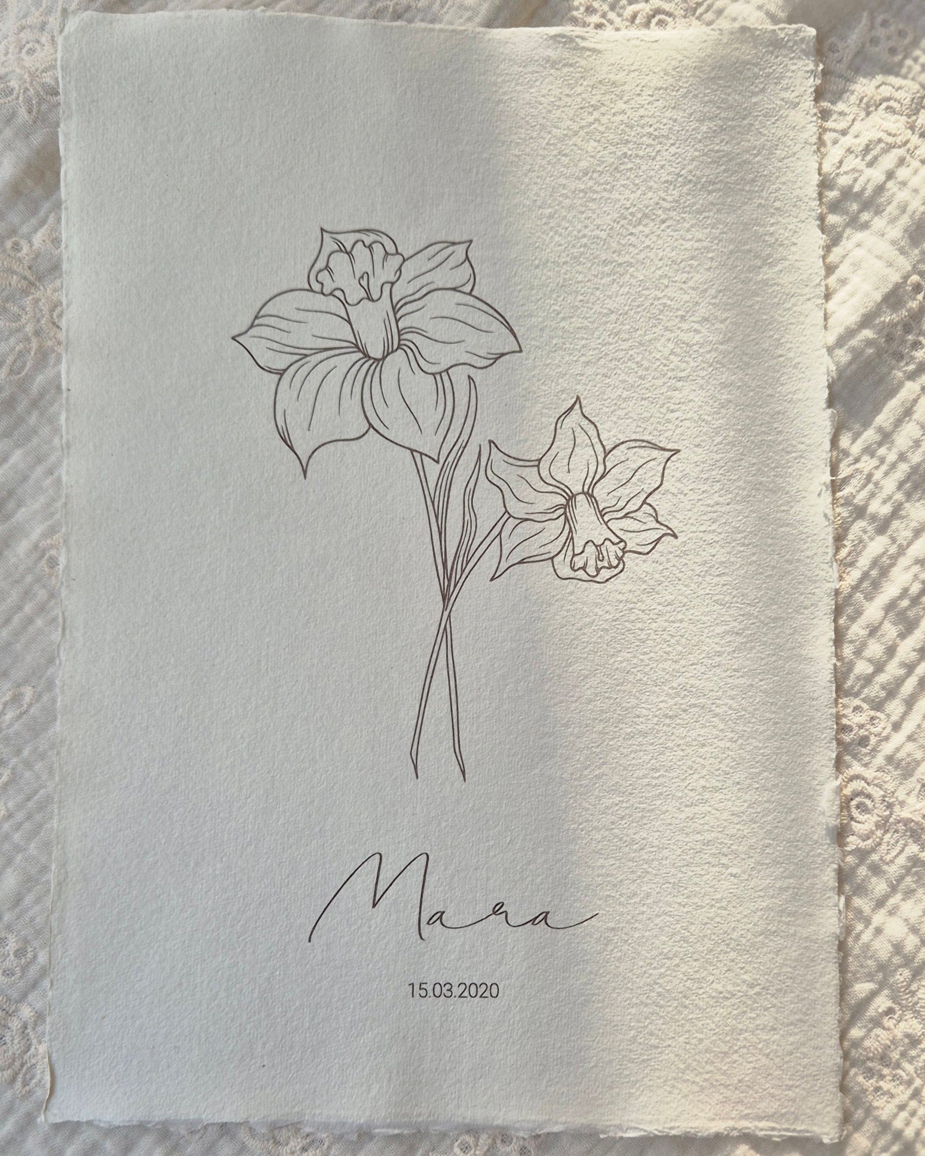 Handgemaakste poster geboortebloem april