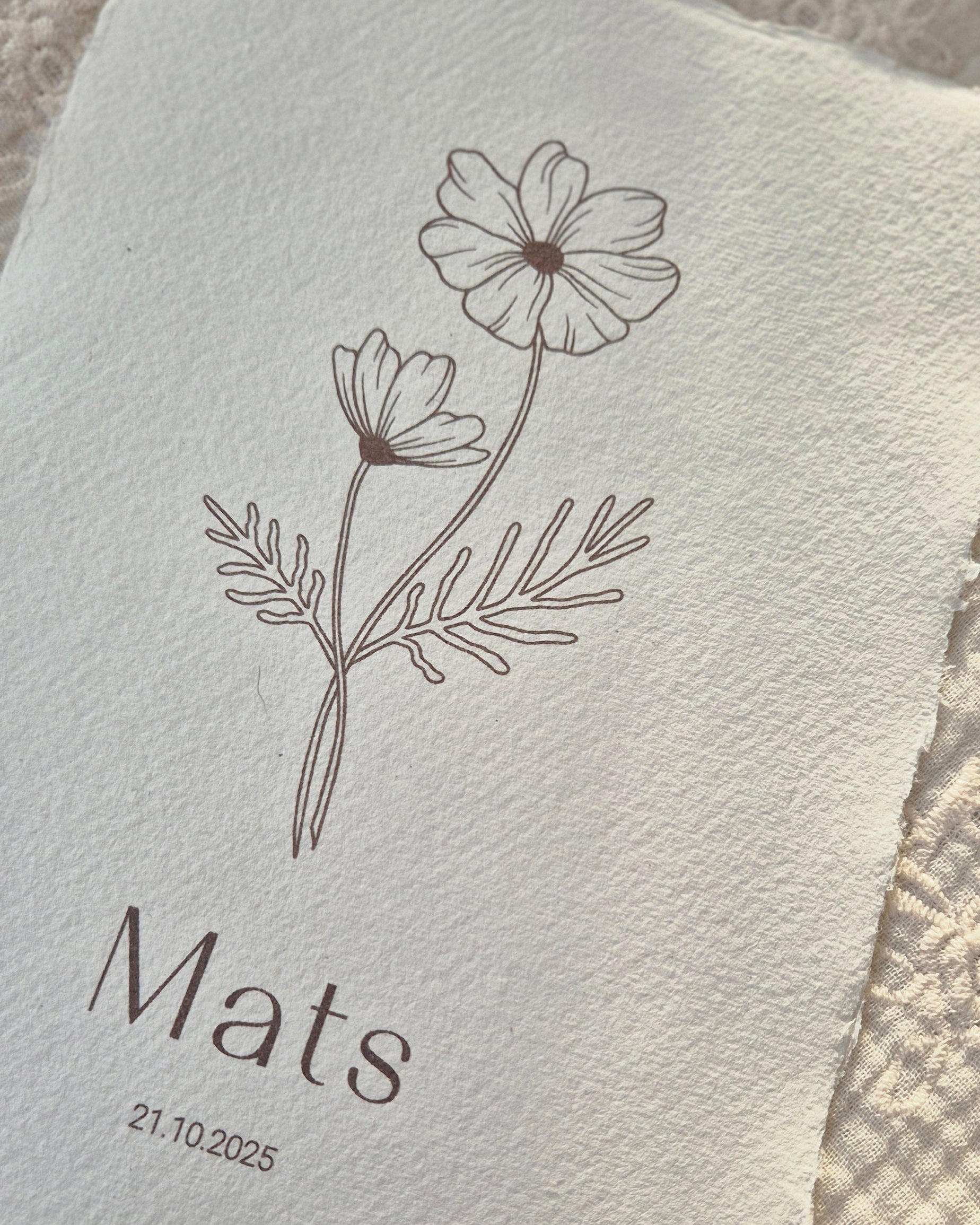 Handgemaakte geboortebloem poster oktober