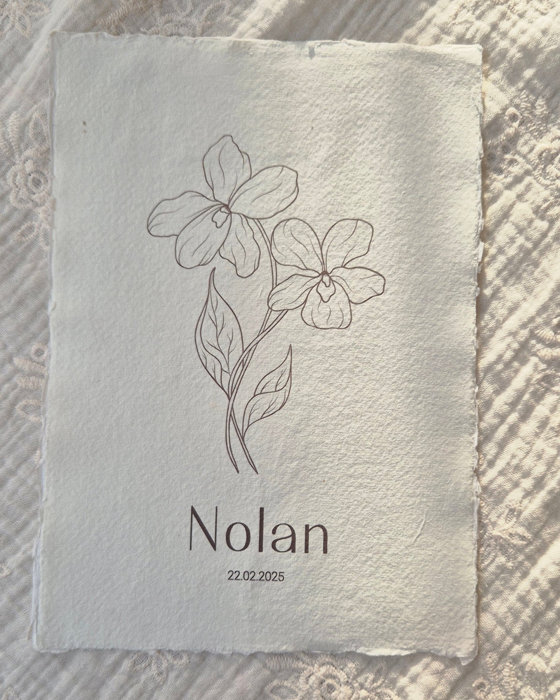 Handgemaakte poster geboortebloem februari