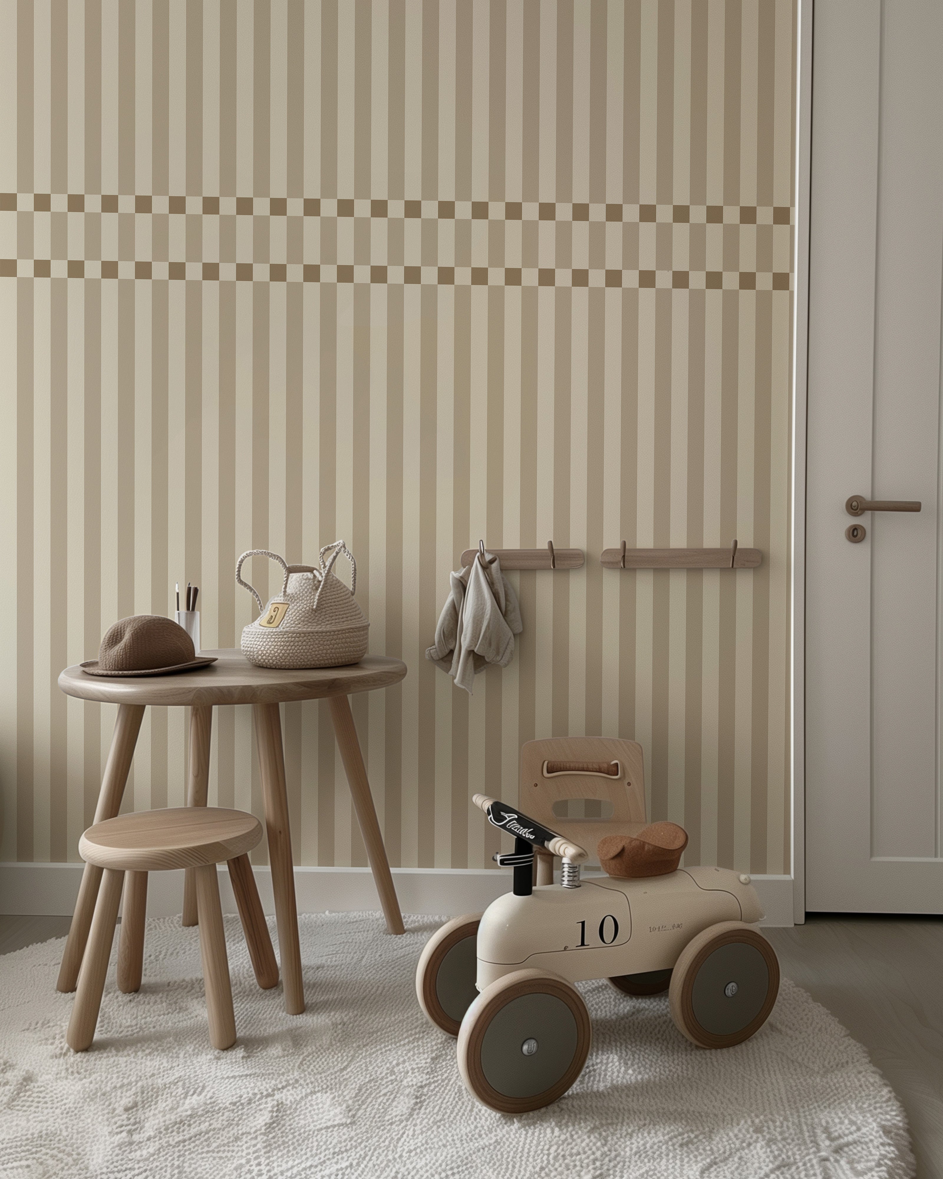 Behang Checkered Stripes - sand