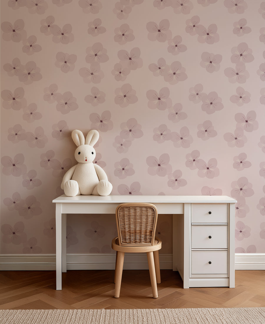 Behang Soft Bloom - powder lila