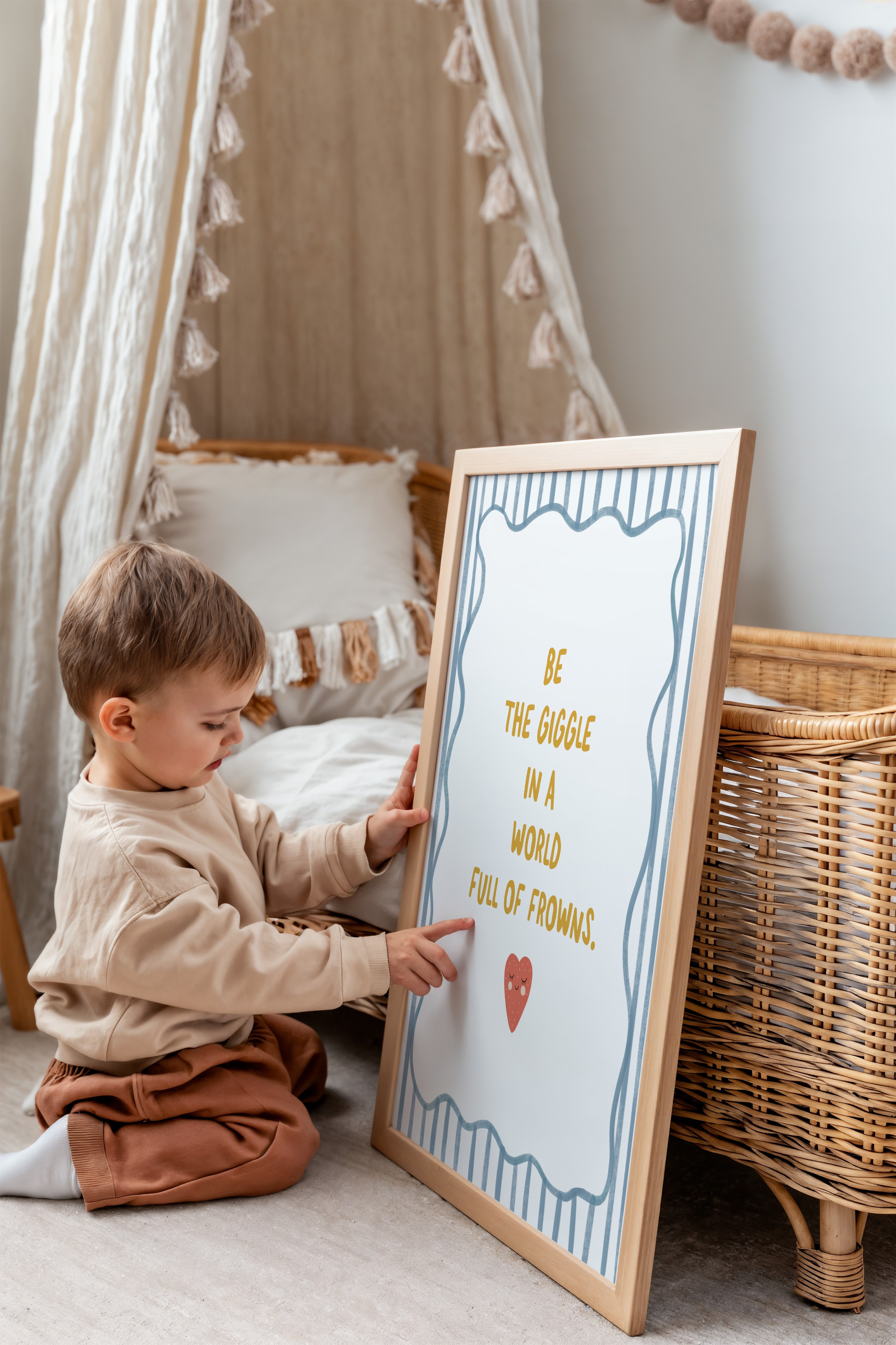Kinderkamer print - Be The Giggle - blauw