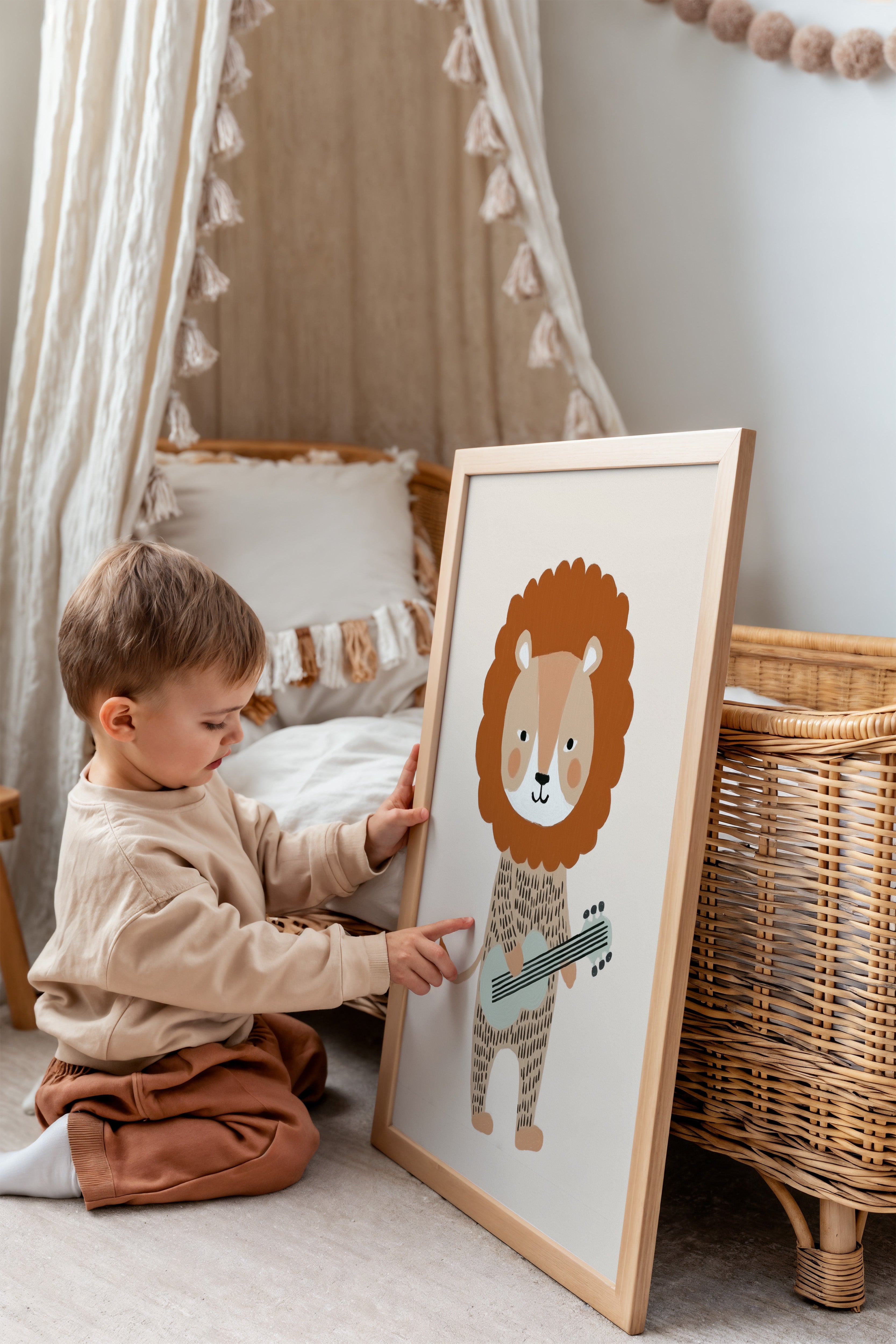 Children's room print - Lion with Guitar