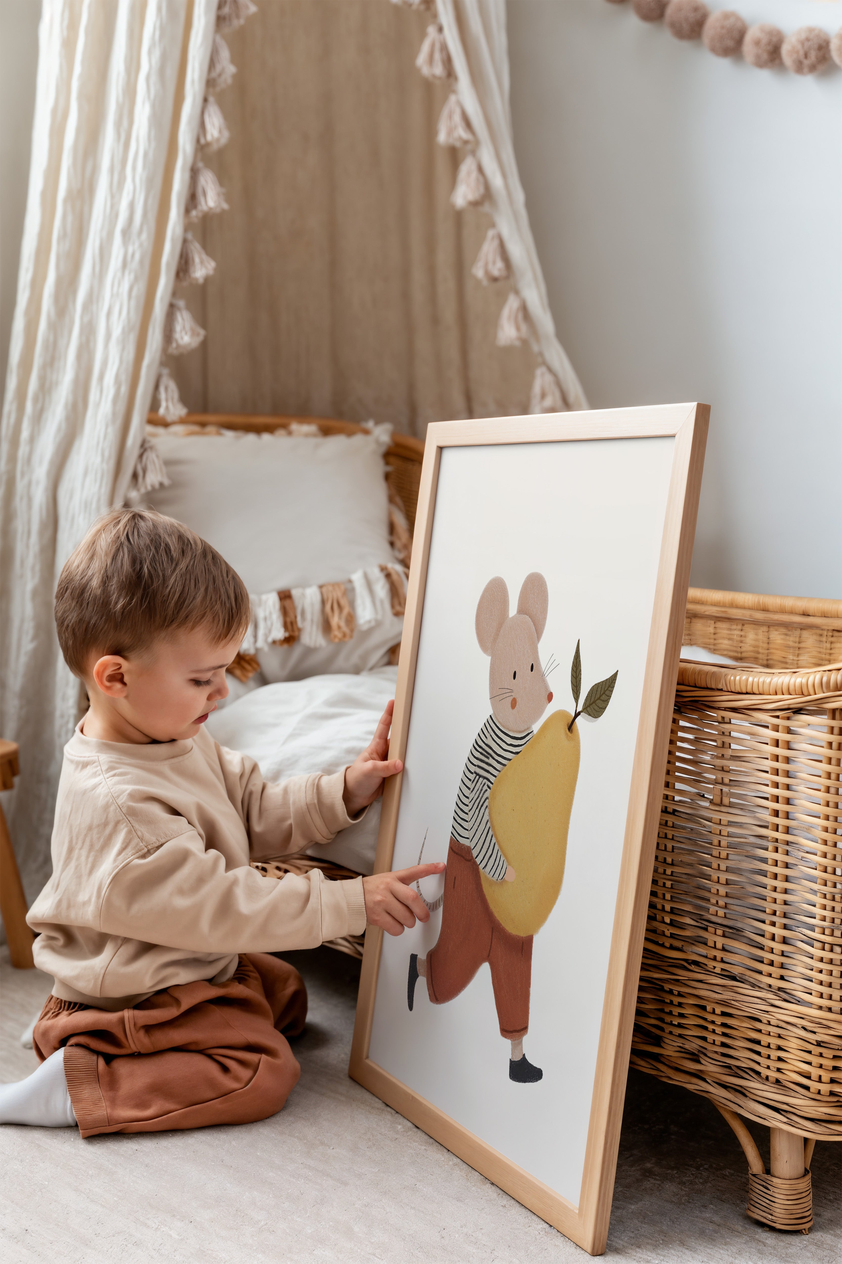 Kinderkamer print - Muis met peer
