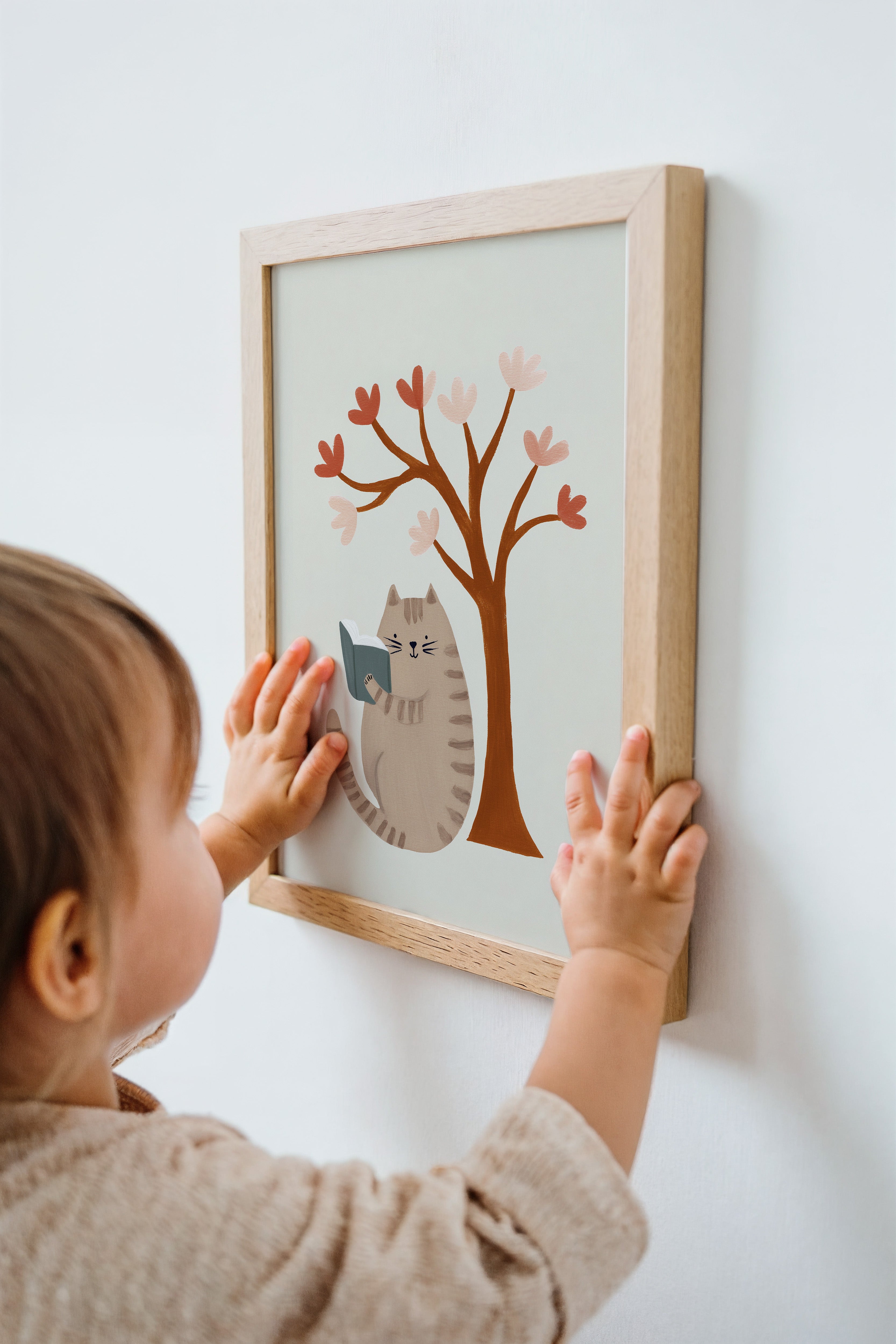 Kinderkamer print - Lezende kat