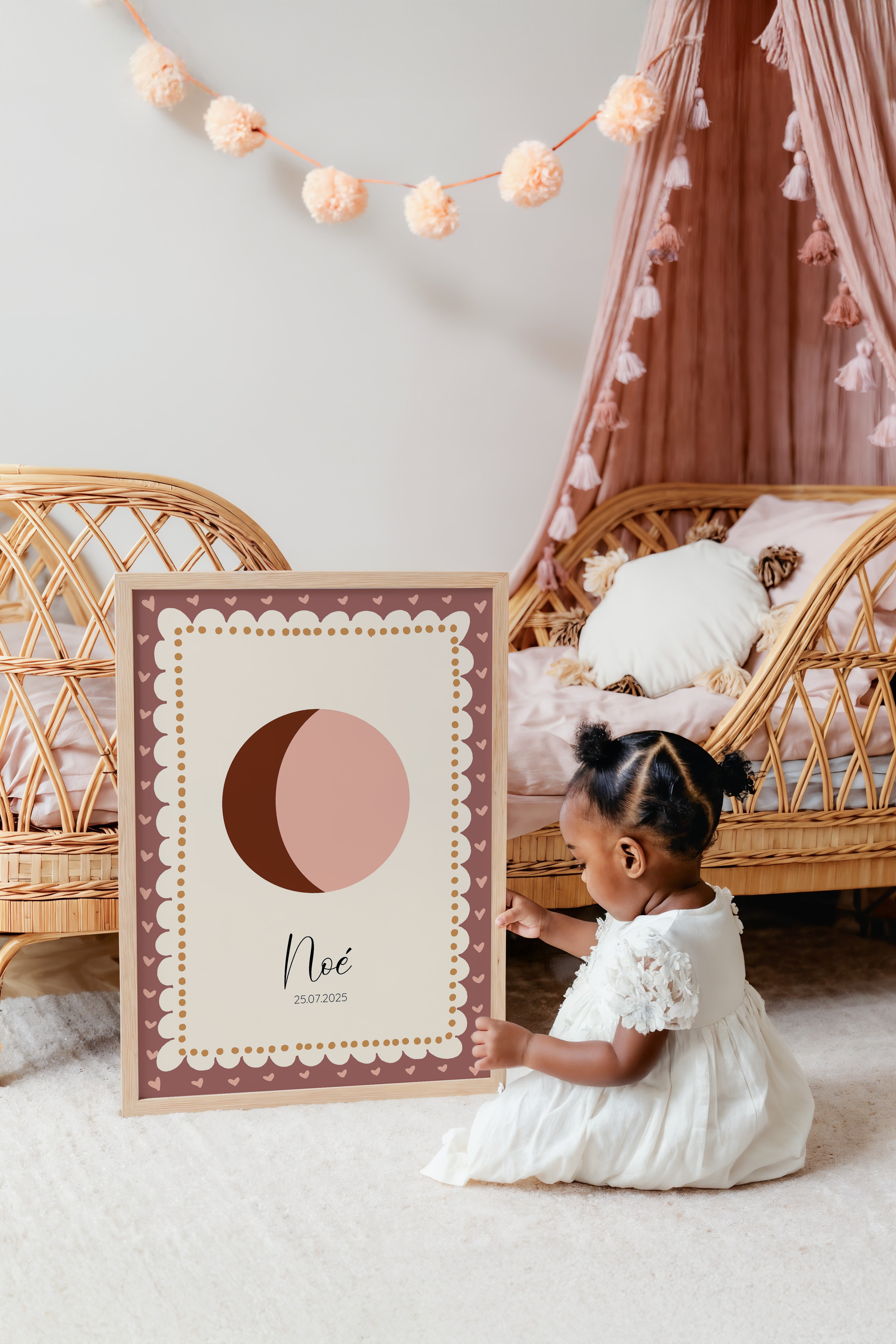 Birth poster Soft Frame - stripes