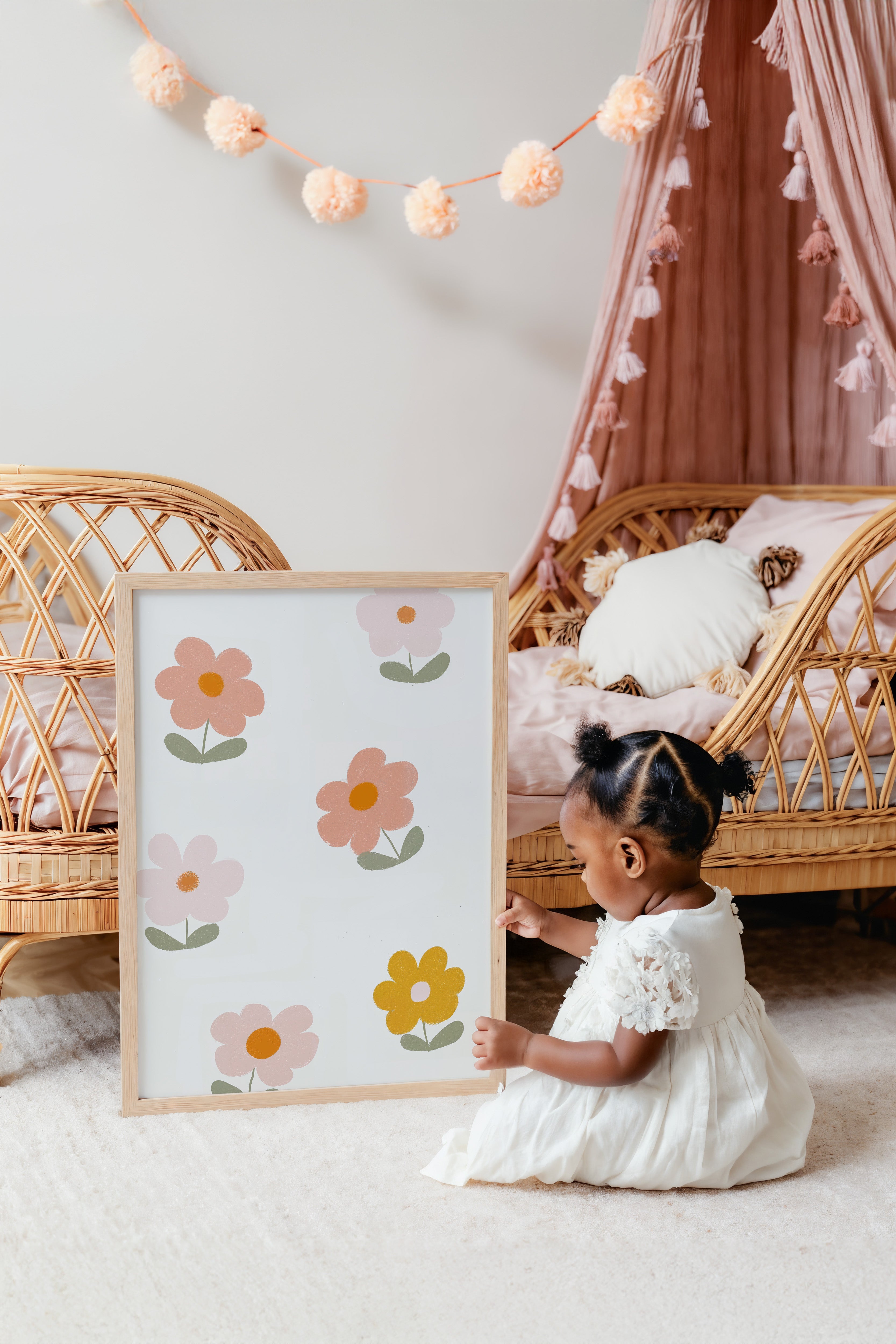 Kinderkamer print - Vrolijke bloemen