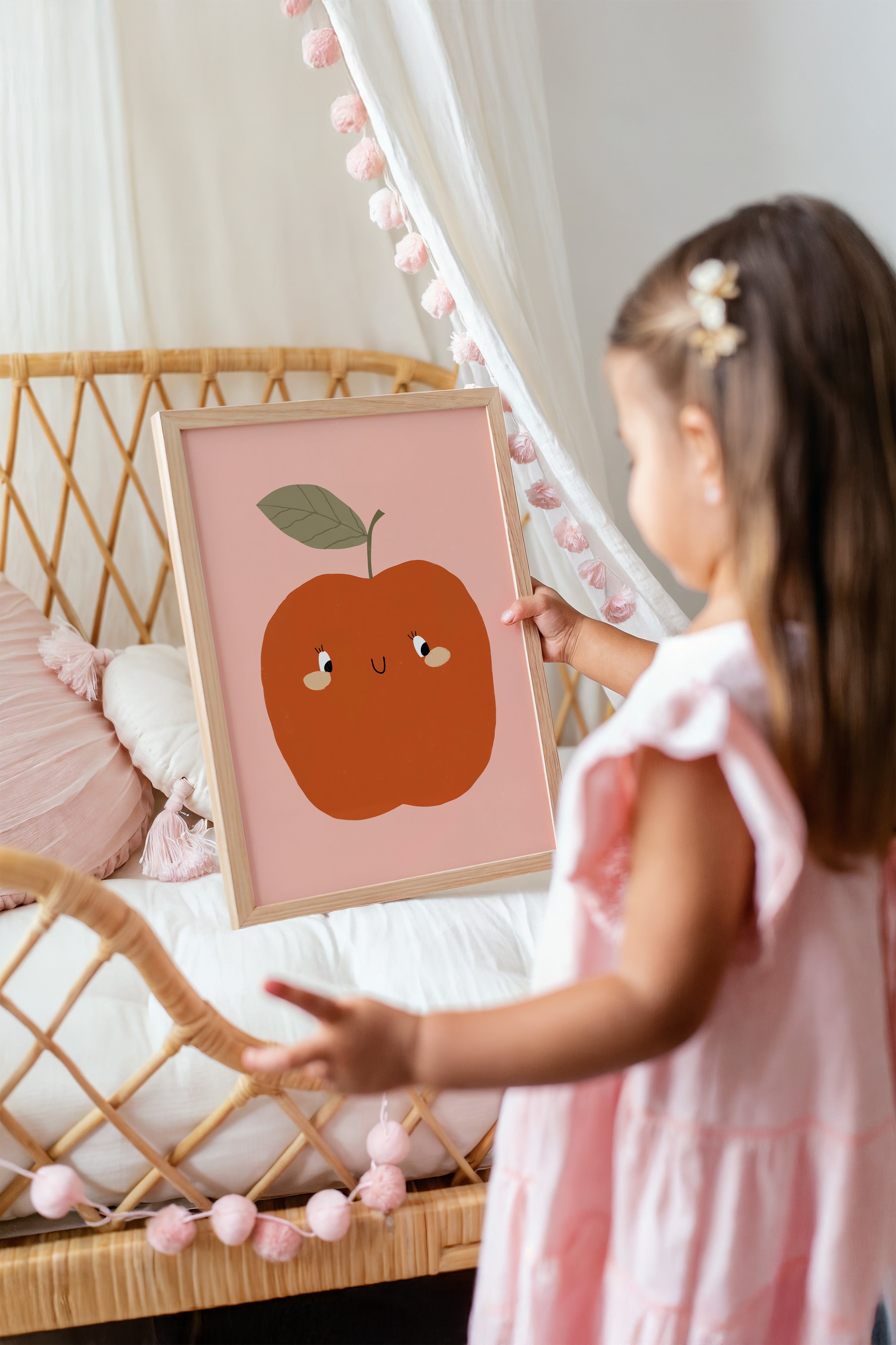 Kinderkamer print - Appel met gezichtje