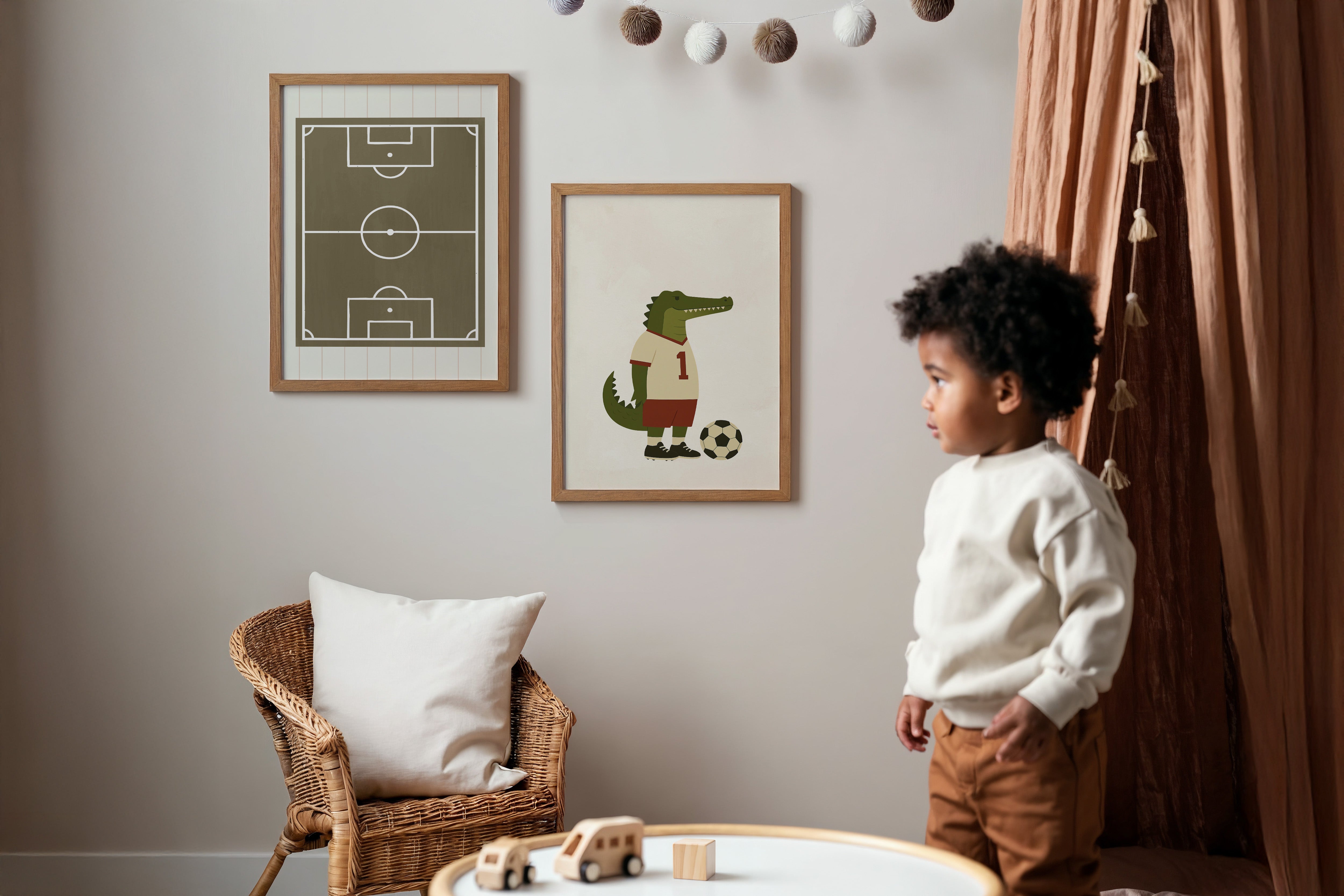 Kinderkamer poster - Voetballer Krokodil | Sport
