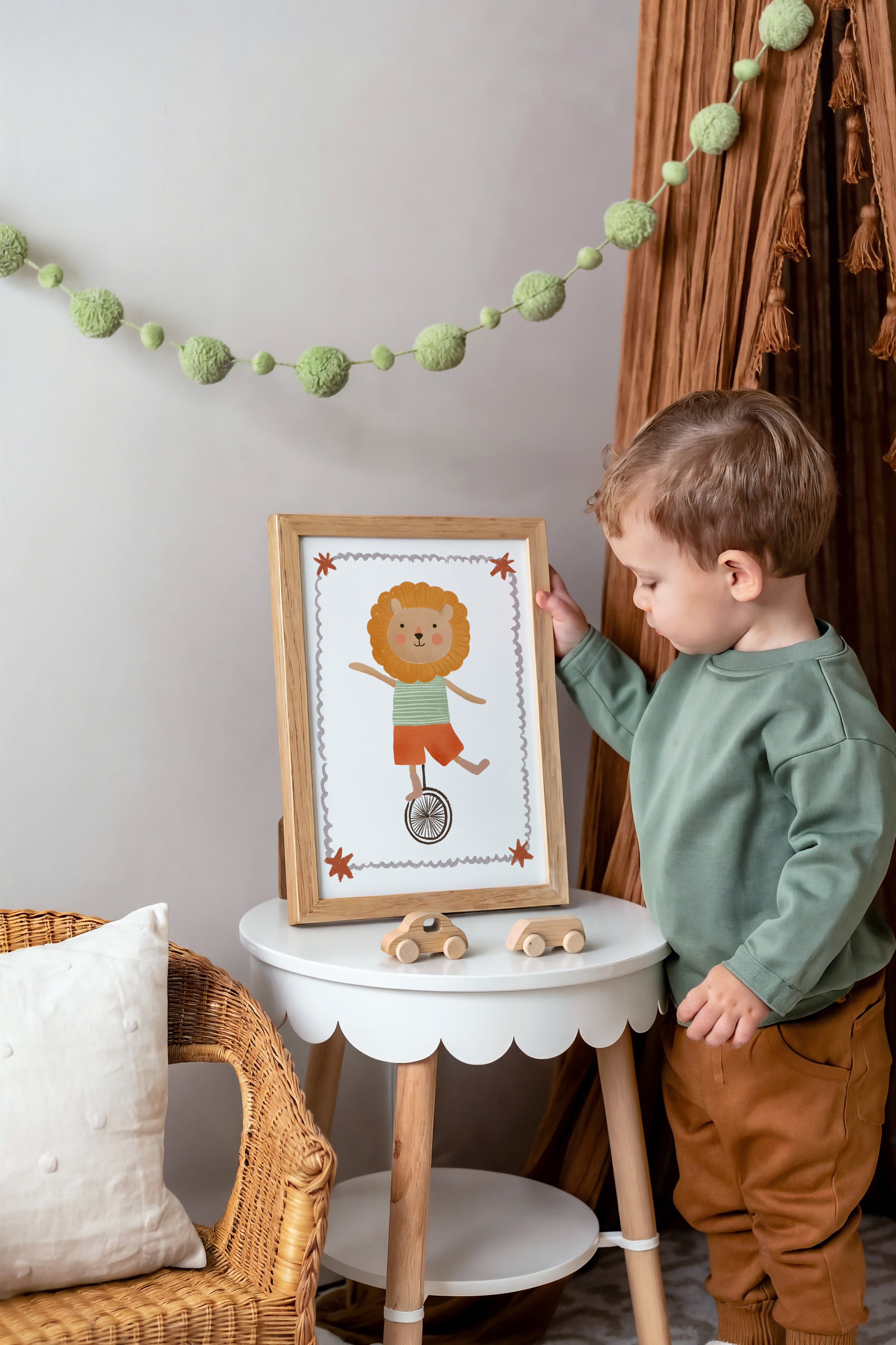 Children's room print – Circus Lion on Unicycle