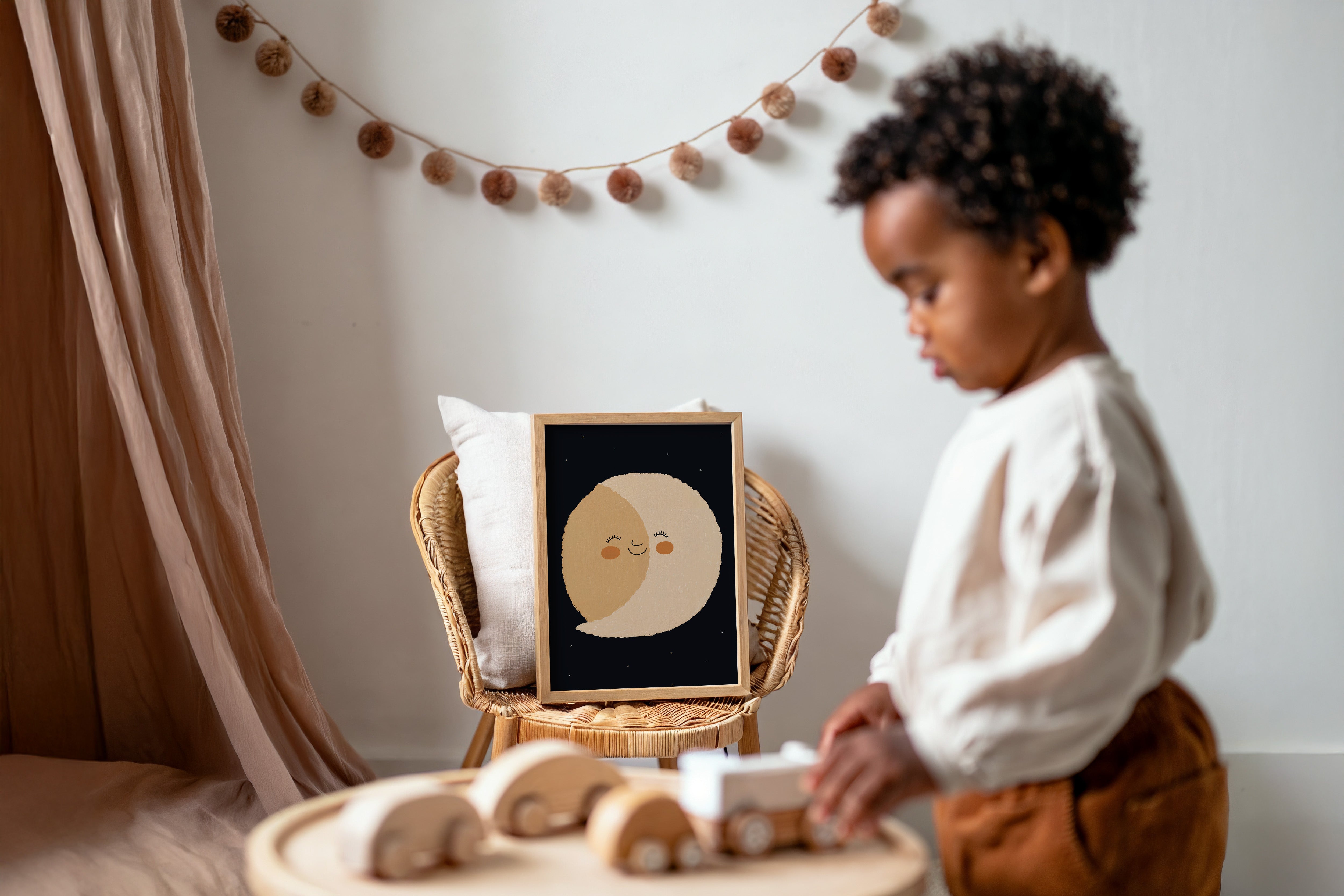 Kinderkamer print - Lachende maan