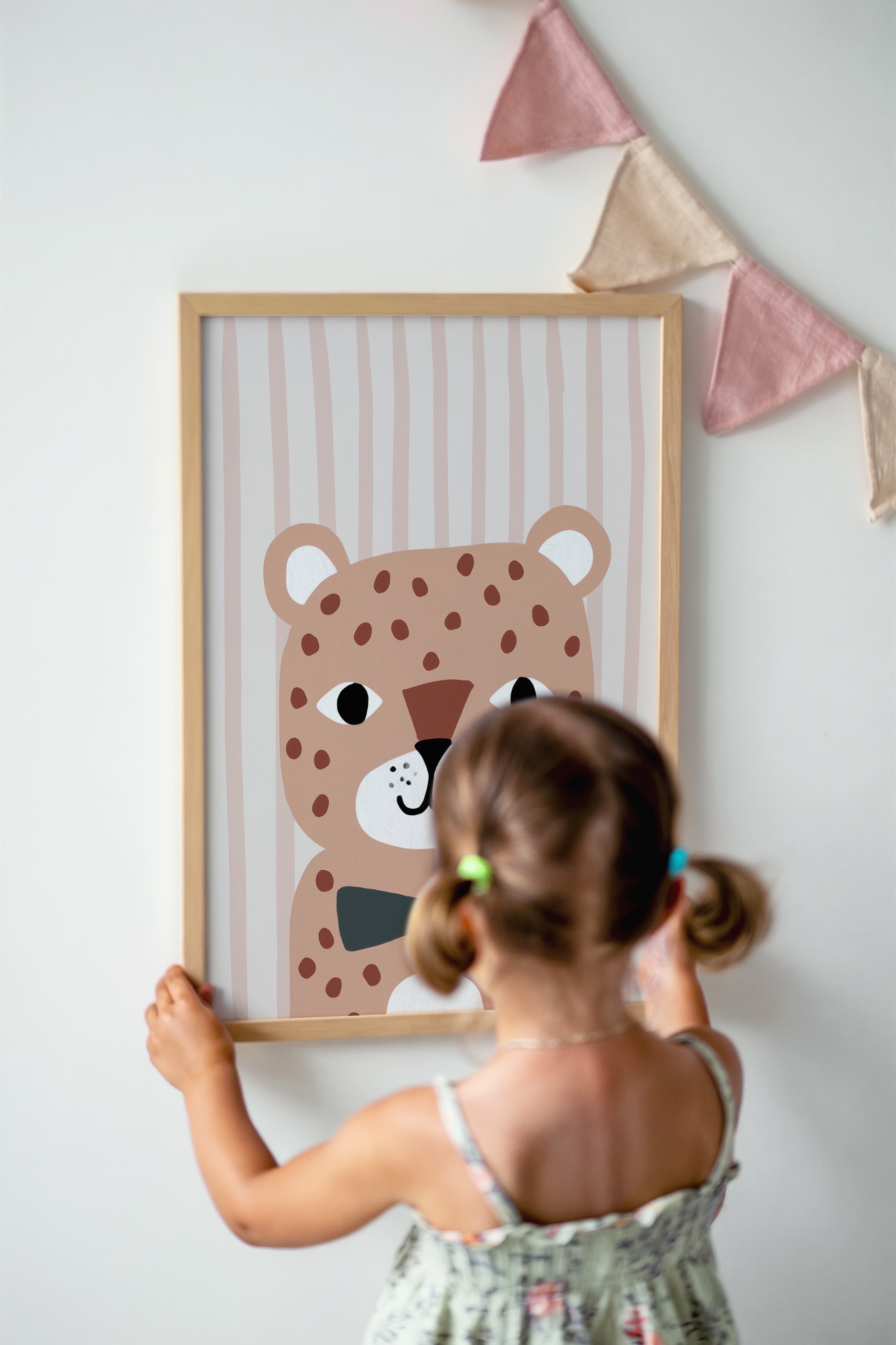 Children's room print - Leopard with bow tie
