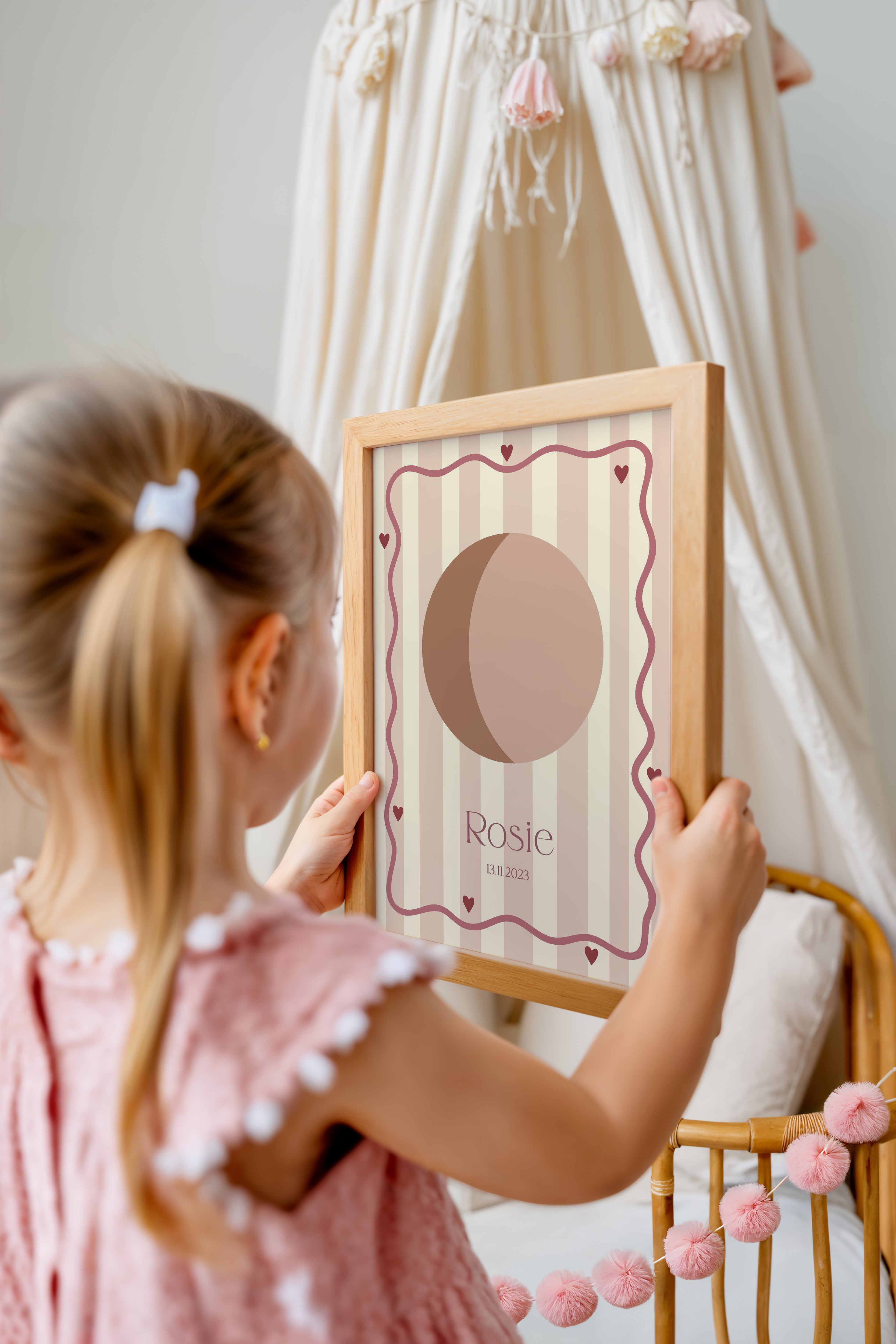 Birth poster Soft Frame - stripes