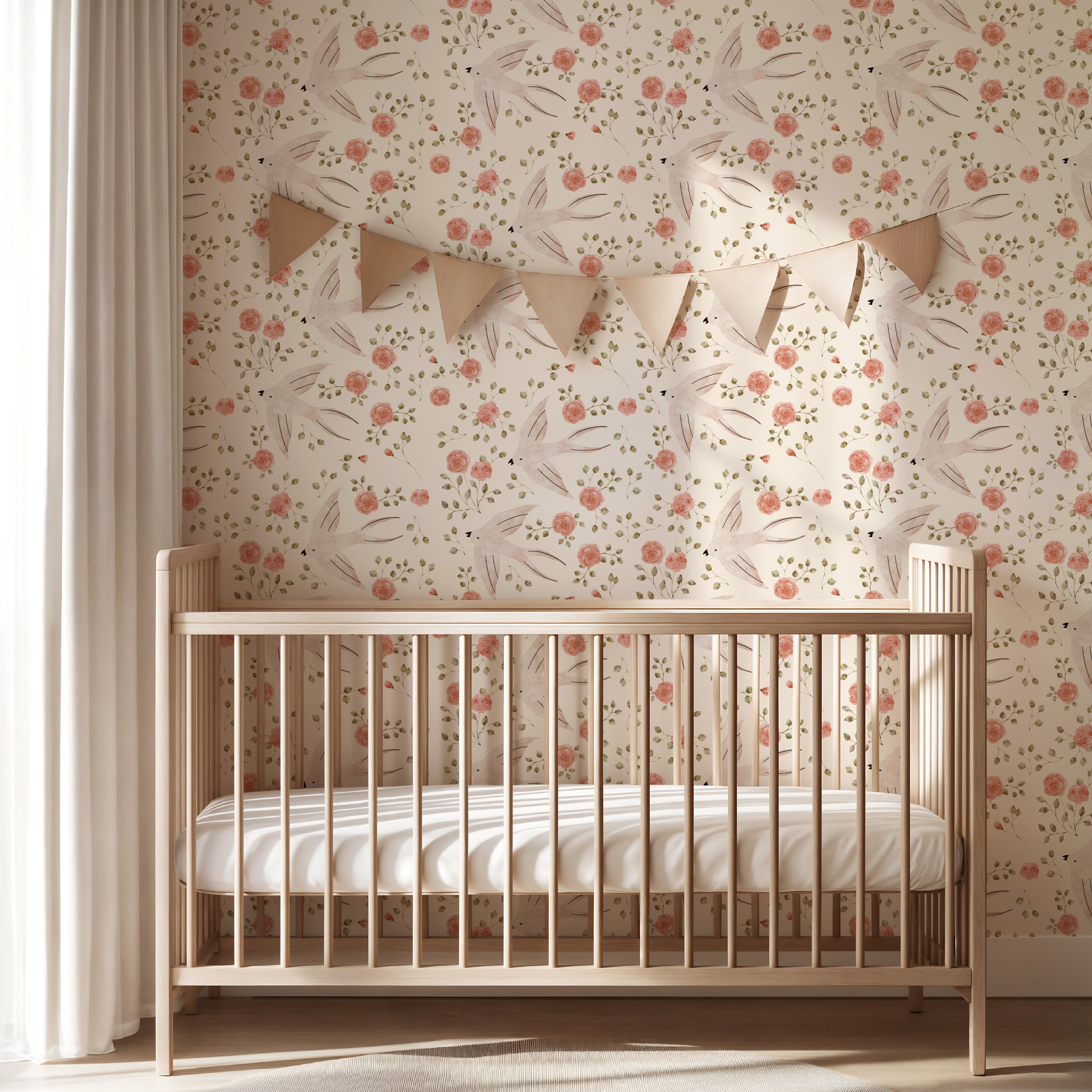 Wallpaper Rose Birds