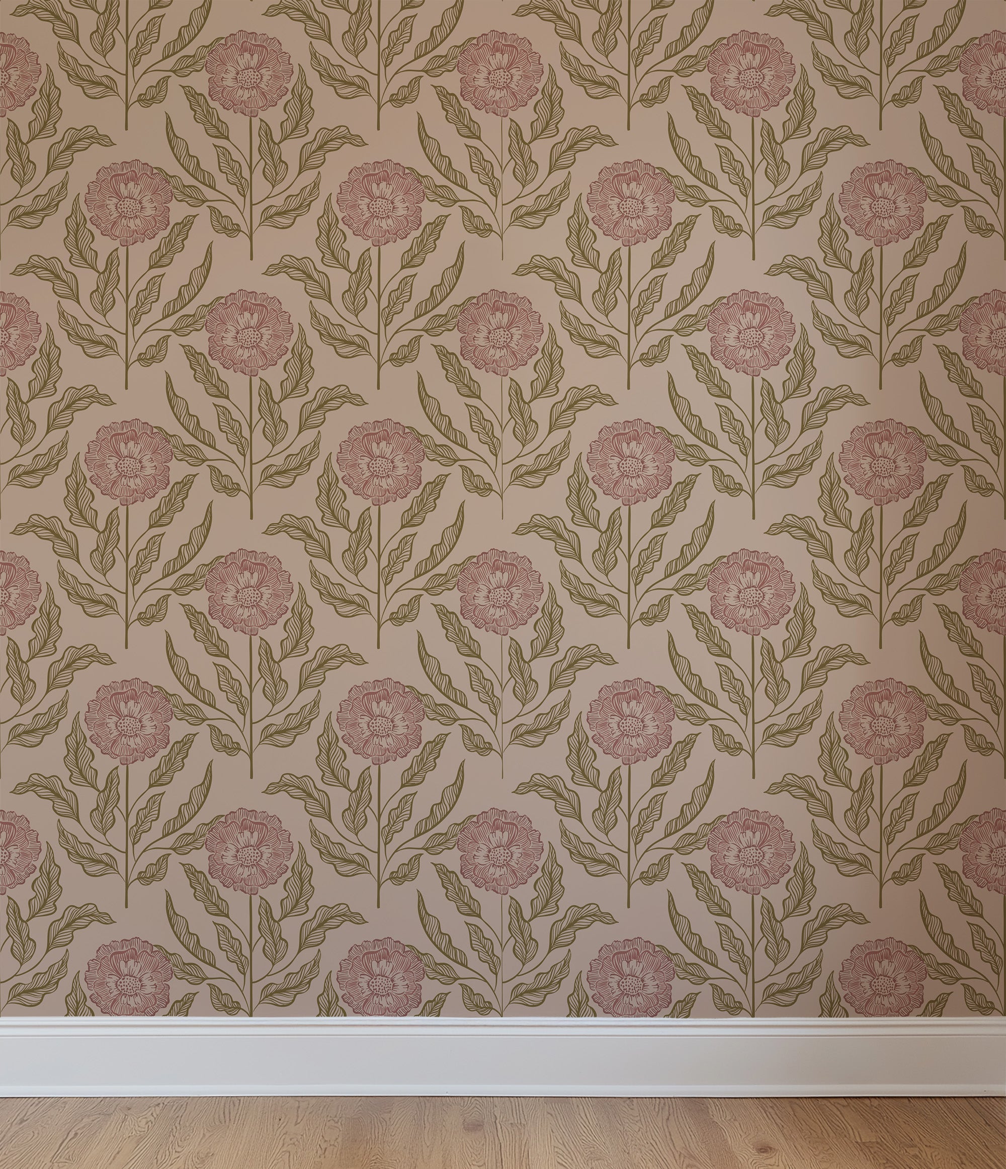 Wallpaper Sunset Flowers - dusty rose