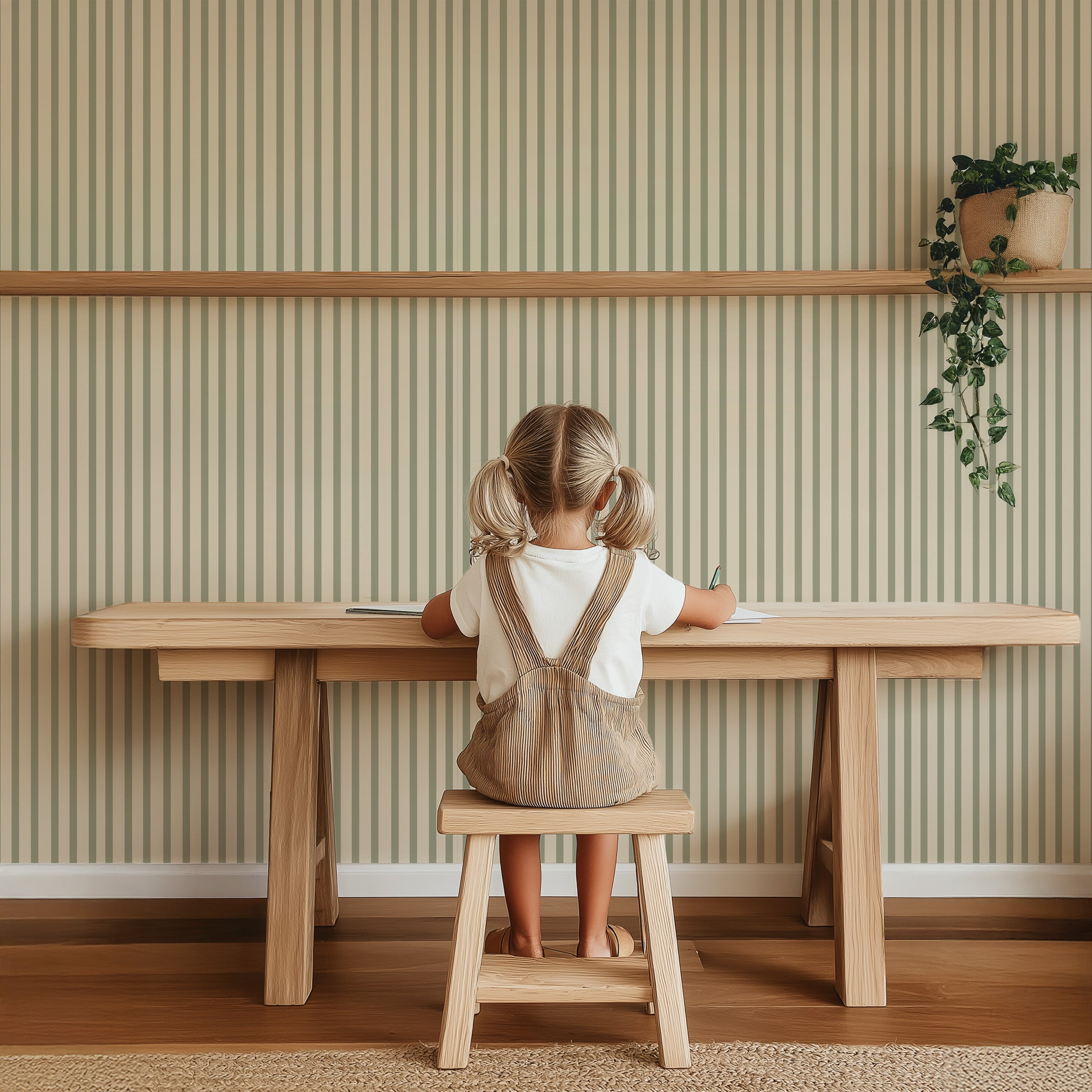 Wallpaper Stripes - sage