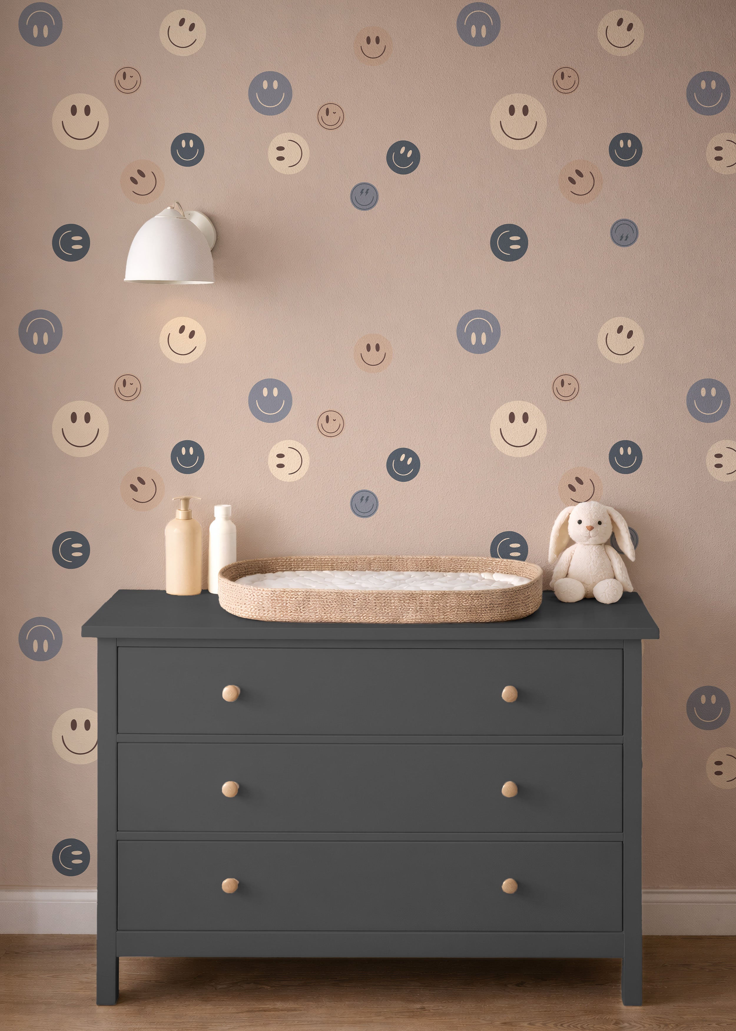 Behang Smiley - navy