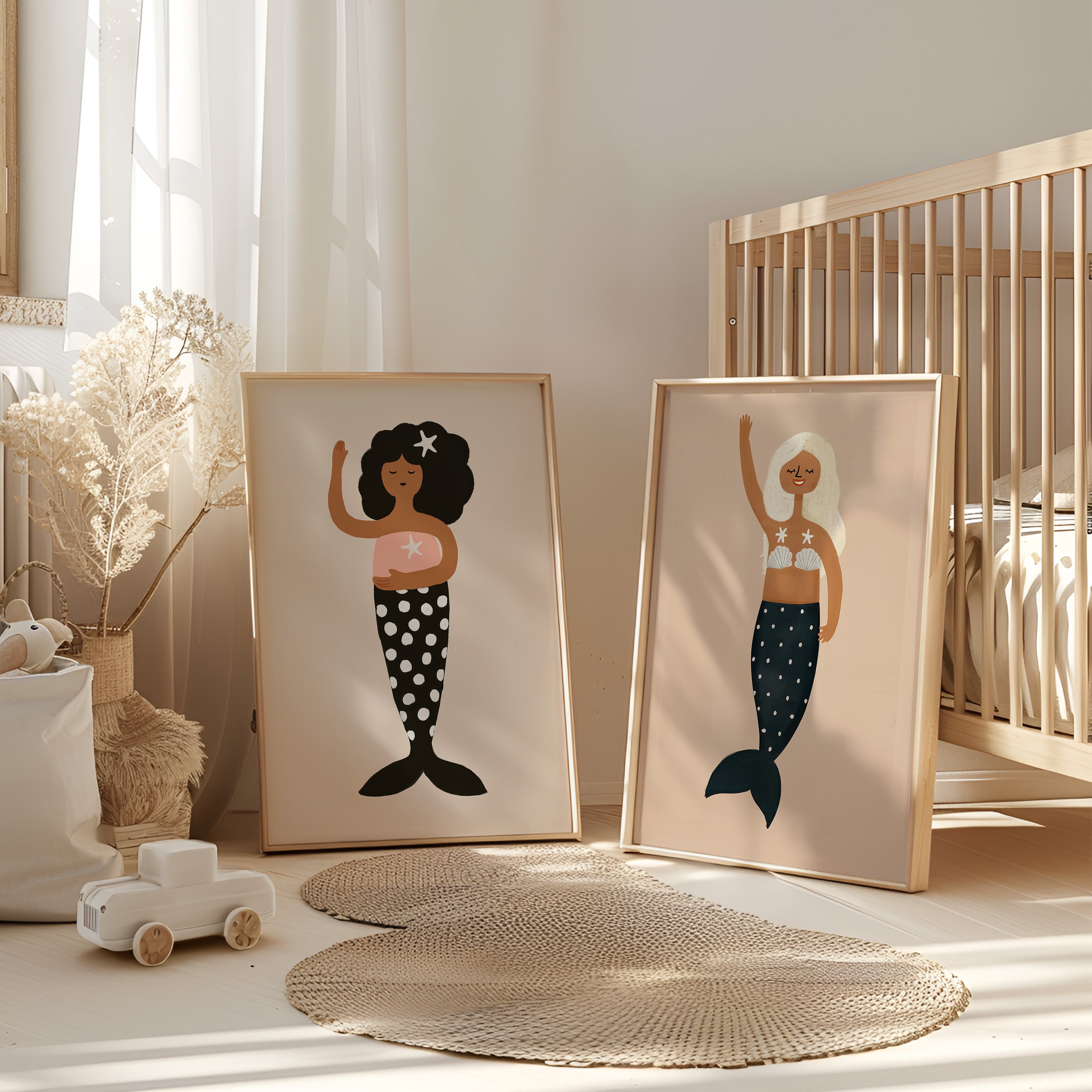 Children's room print - Mermaid with shells