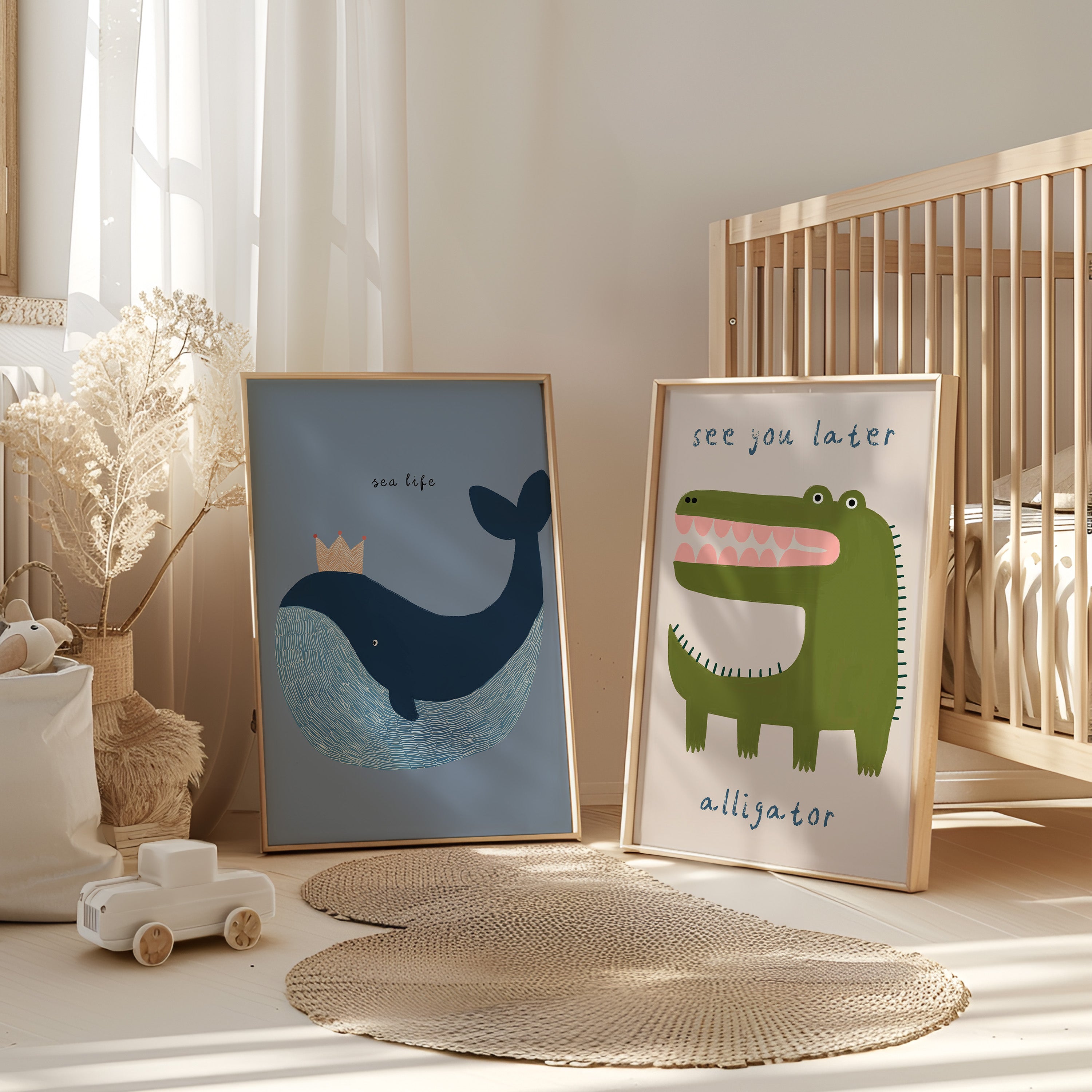 Children's room print - Whale with crown