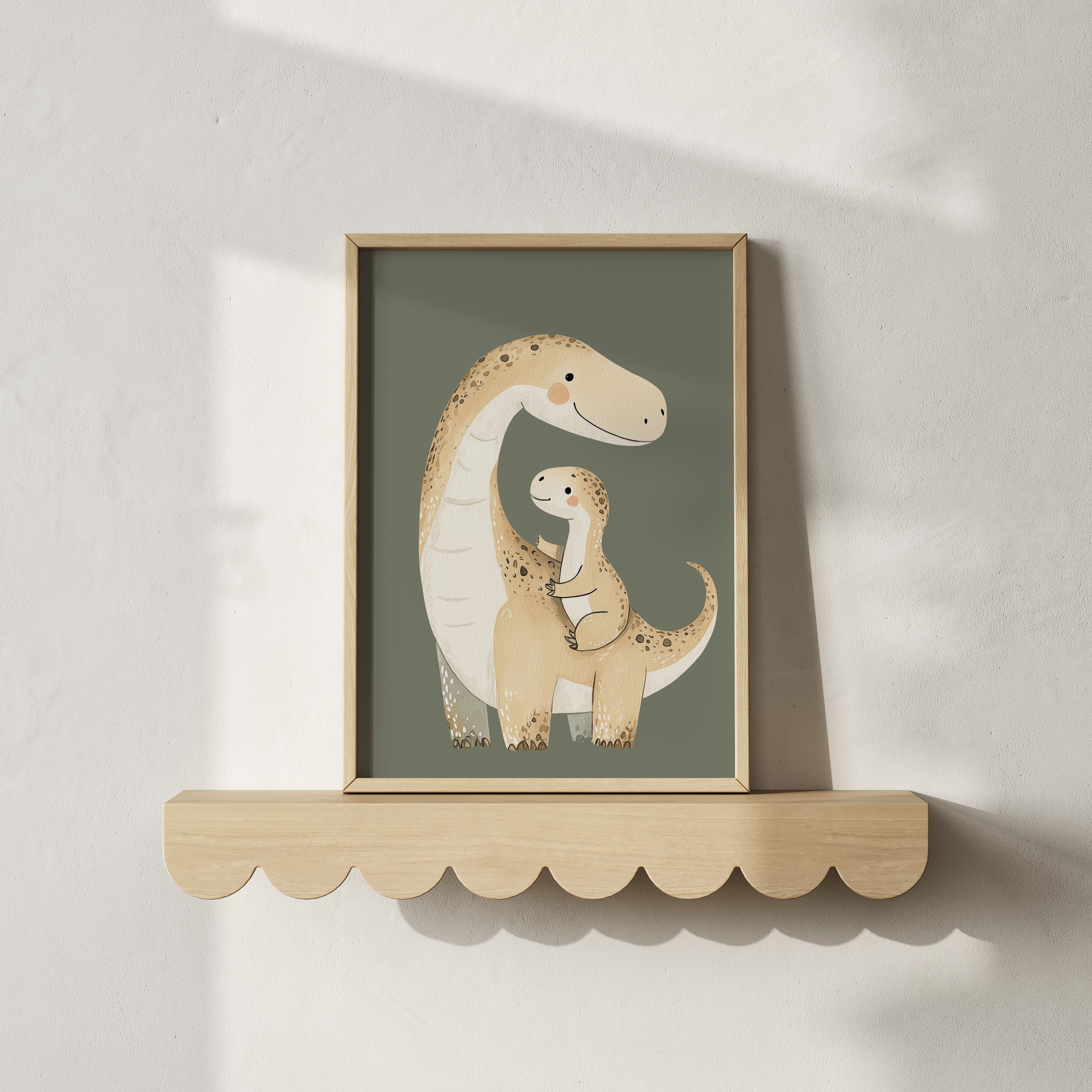 Kinderkamer print - Dino papa en baby